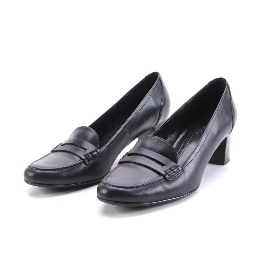 Brooks Brothers Penny Loafer Pumps in Black Leather