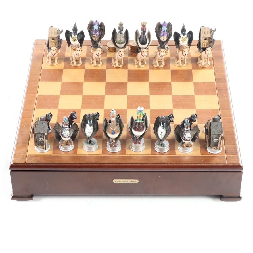 Limited Edition Ducks Unlimited Wood and Resin Chess Set, 2003