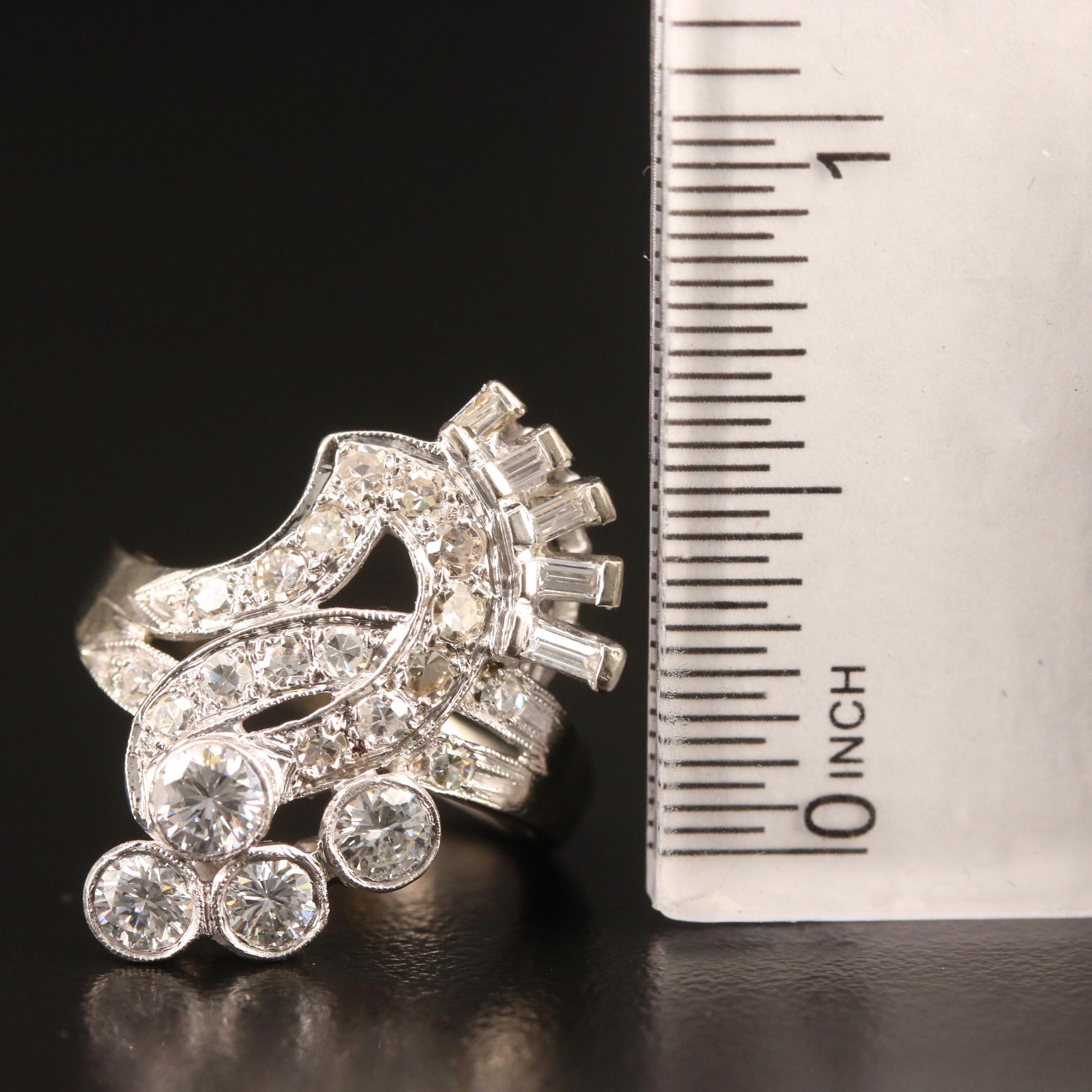 1940s Retro 14K 1.36 CTW Diamond Ring with Palladium Accent