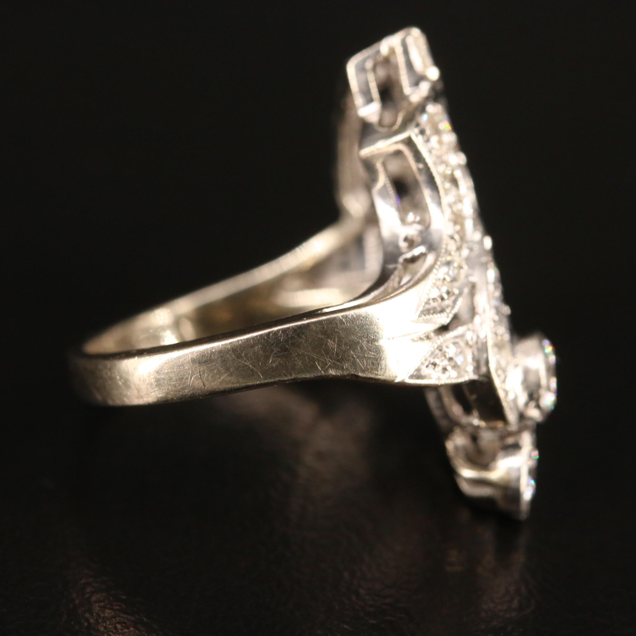1940s Retro 14K 1.36 CTW Diamond Ring with Palladium Accent