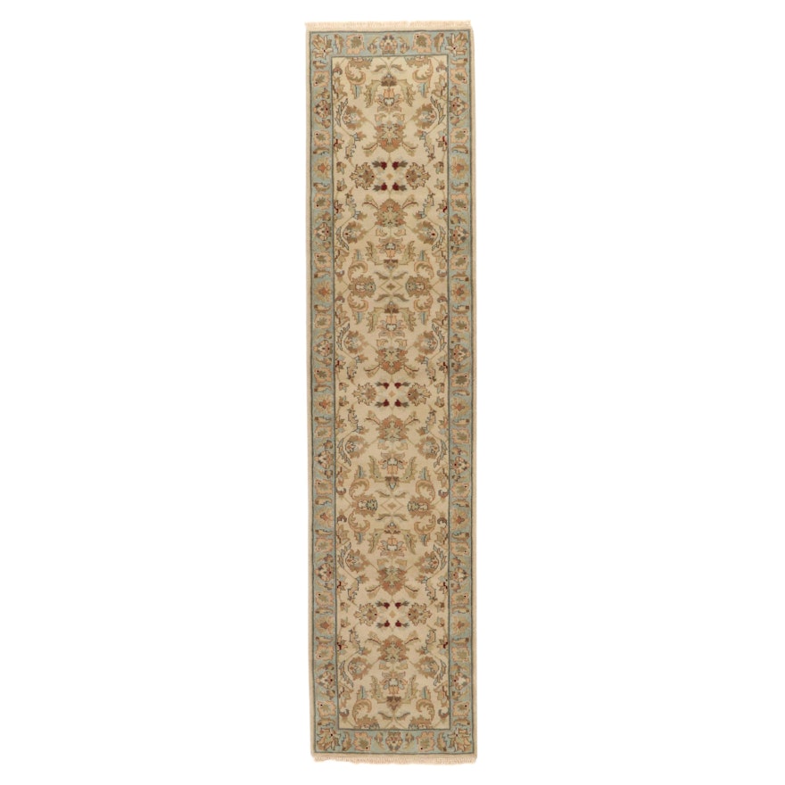 2'8 x 12' Hand-Knotted Indo-Turkish Oushak Carpet Runner, 2000s