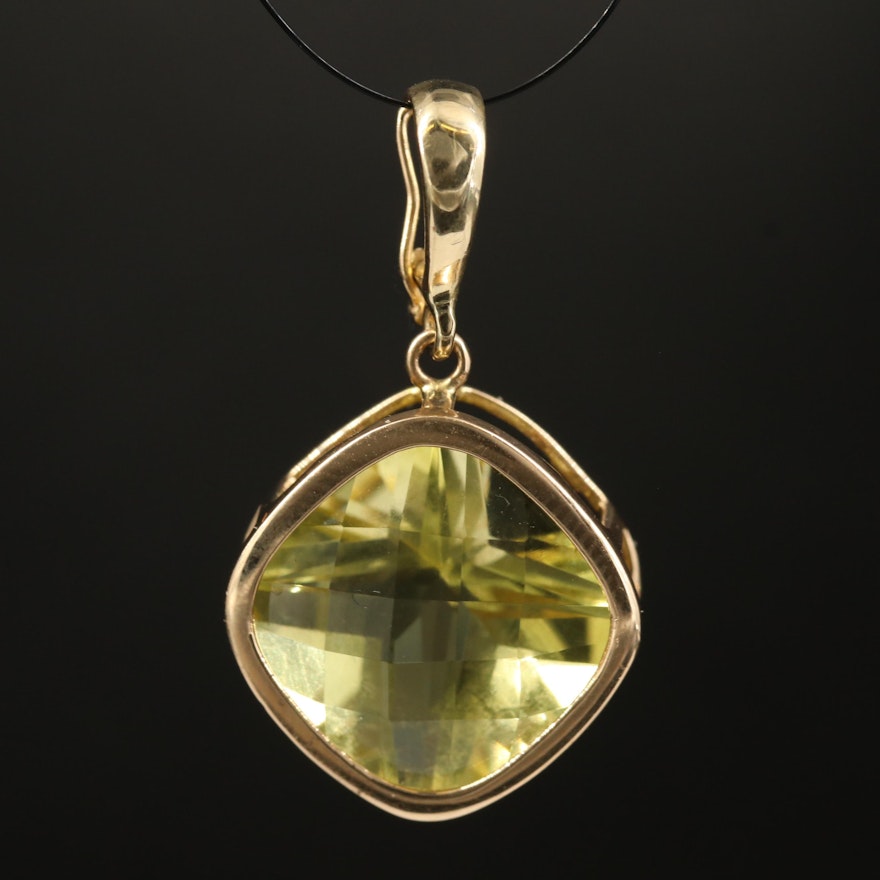 14K Citrine Enhancer Pendant