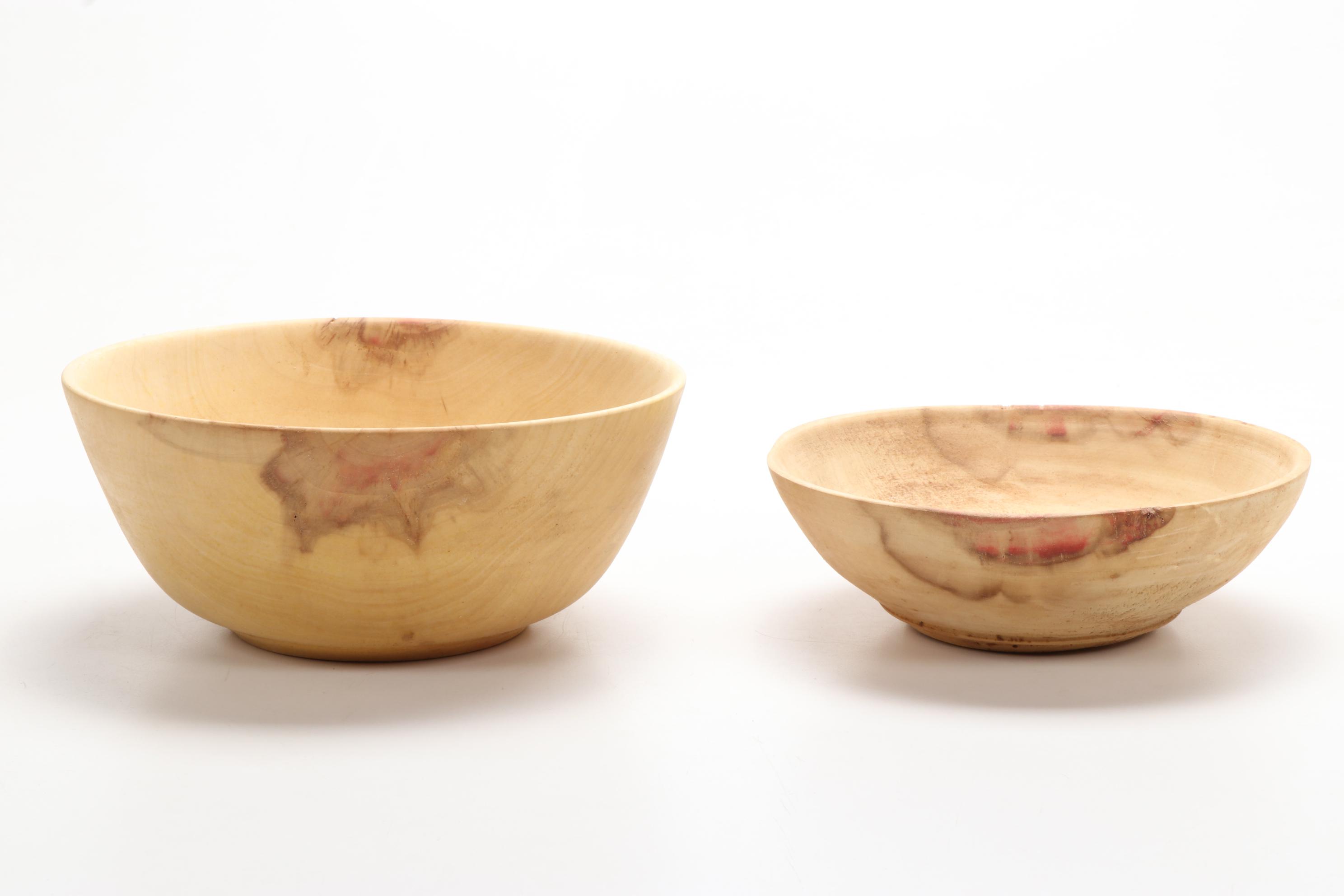 Jim Eliopulos Turned Live Edge Box Elder Wood Freeform Bowls