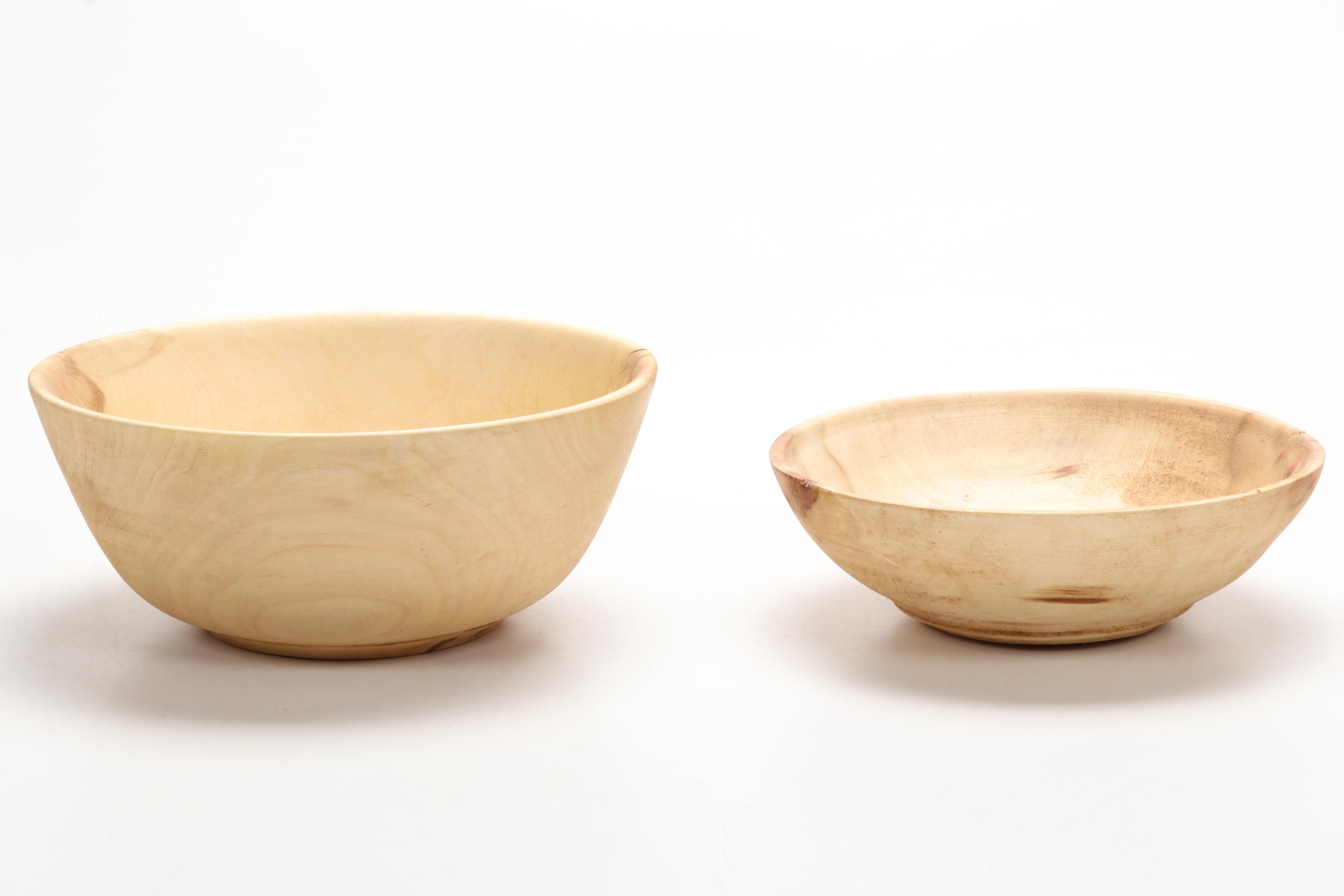 Jim Eliopulos Turned Live Edge Box Elder Wood Freeform Bowls