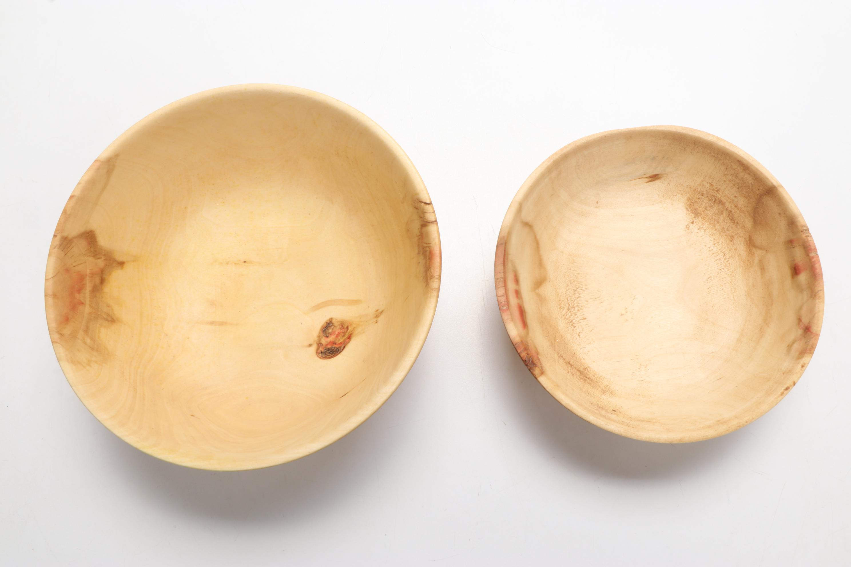 Jim Eliopulos Turned Live Edge Box Elder Wood Freeform Bowls