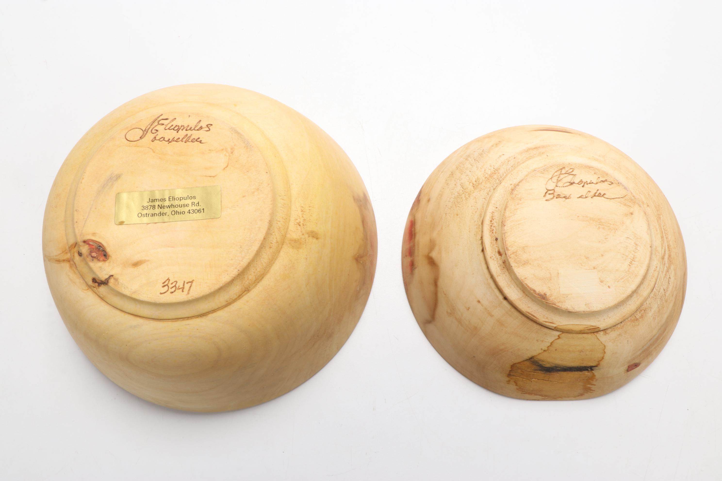 Jim Eliopulos Turned Live Edge Box Elder Wood Freeform Bowls