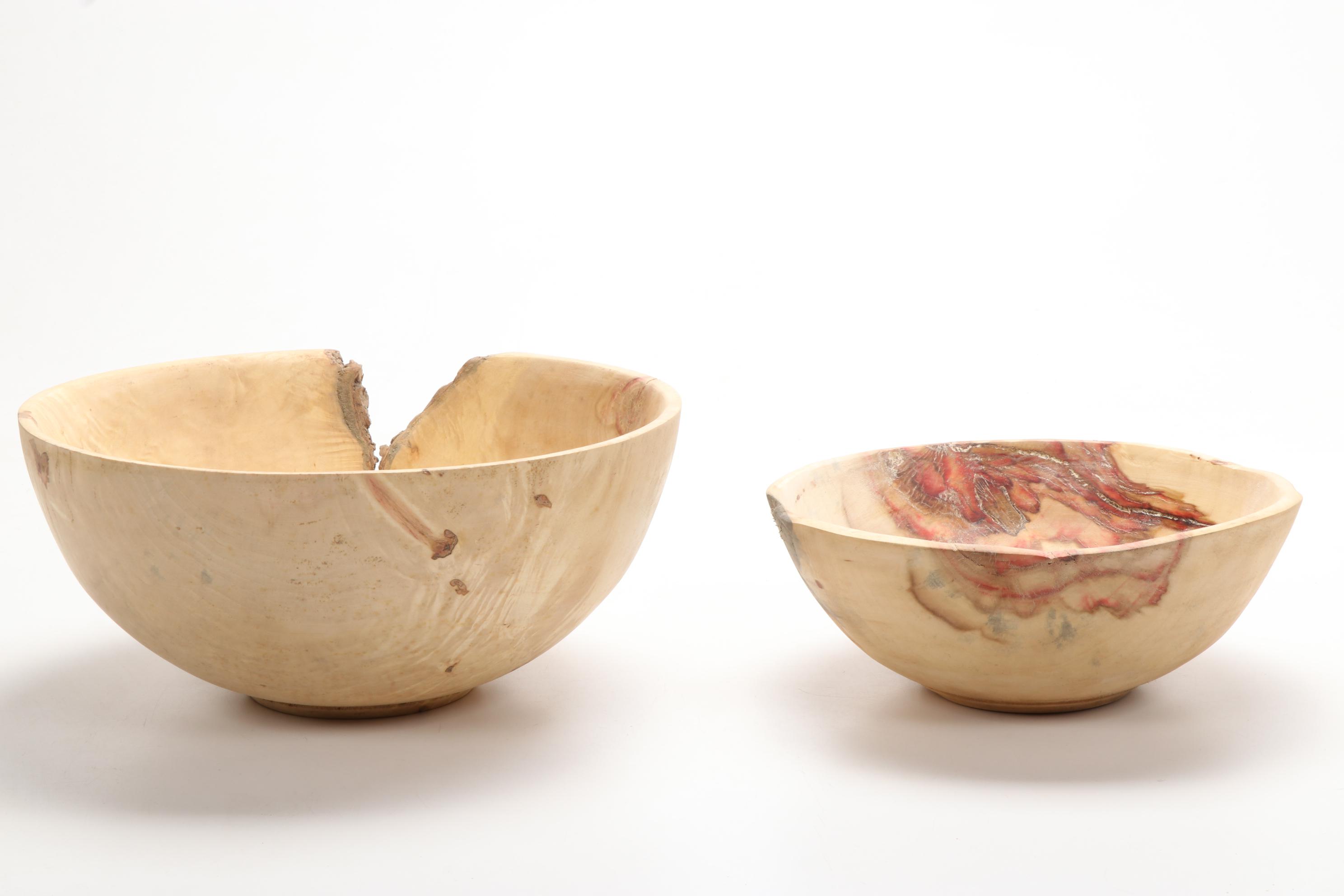 Jim Eliopulos Turned Live Edge Box Elder Wood Freeform Bowls