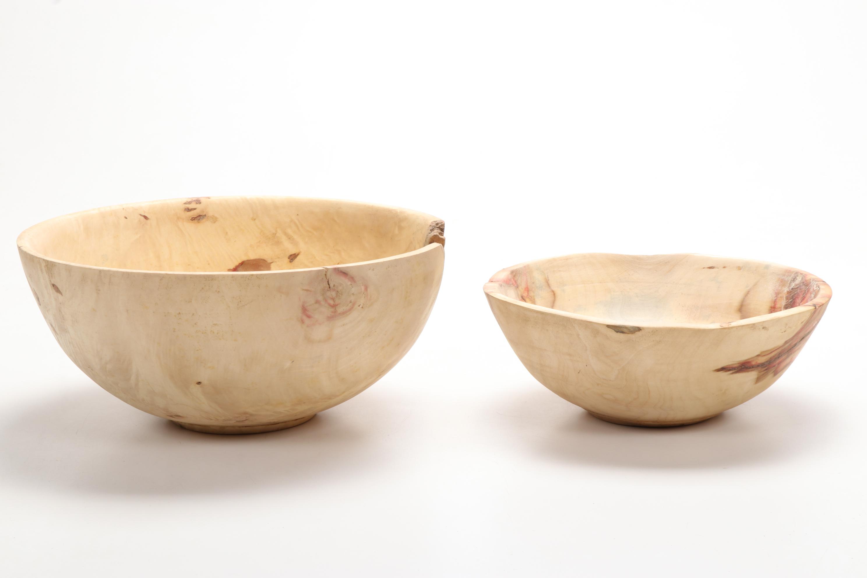 Jim Eliopulos Turned Live Edge Box Elder Wood Freeform Bowls