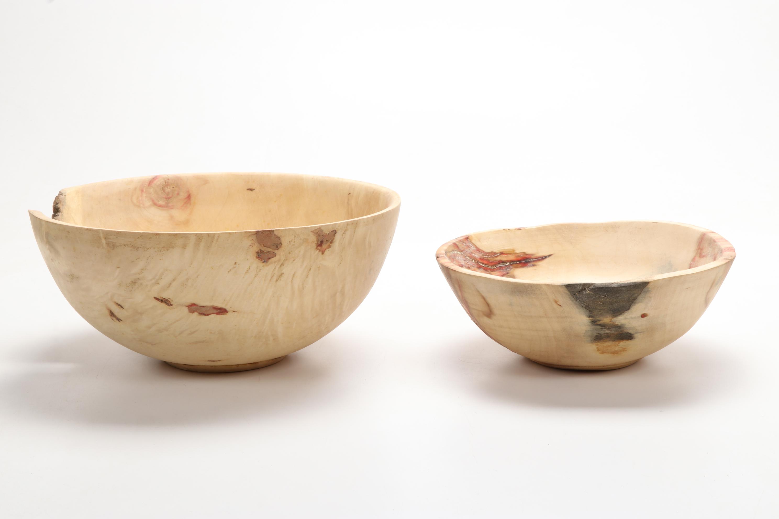 Jim Eliopulos Turned Live Edge Box Elder Wood Freeform Bowls