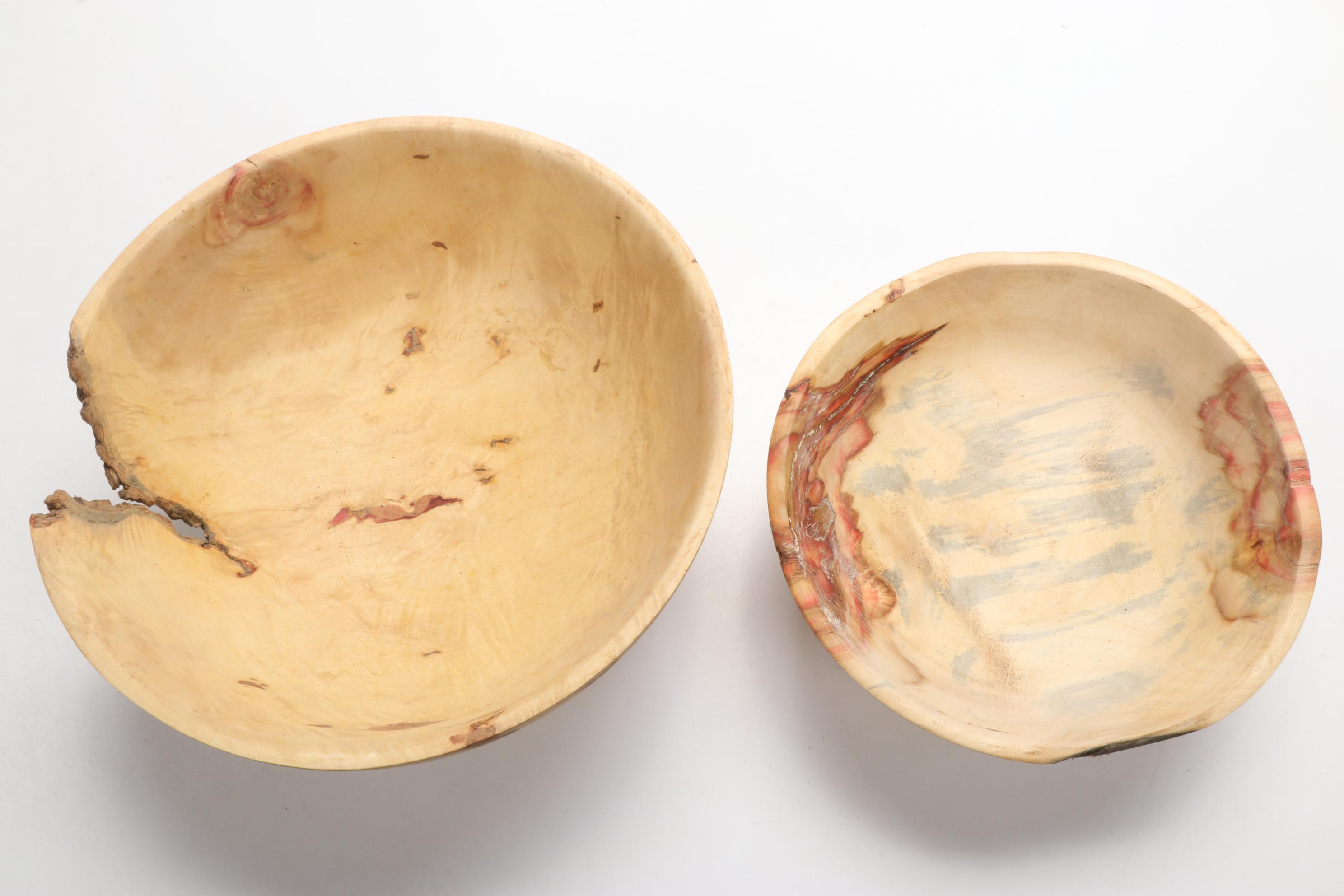 Jim Eliopulos Turned Live Edge Box Elder Wood Freeform Bowls