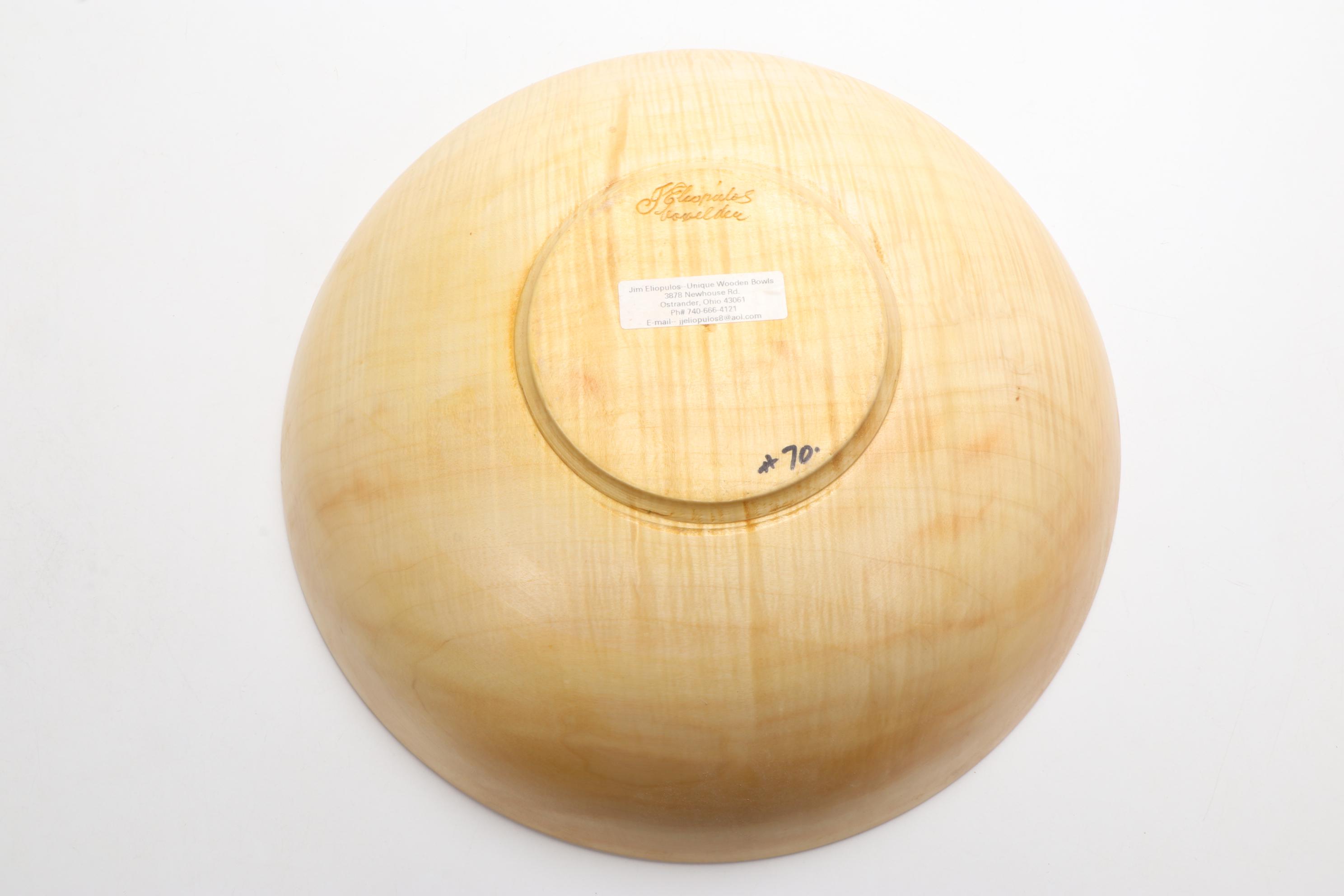 Jim Eliopulos Turned Live Edge Box Elder Wood Freeform Bowls