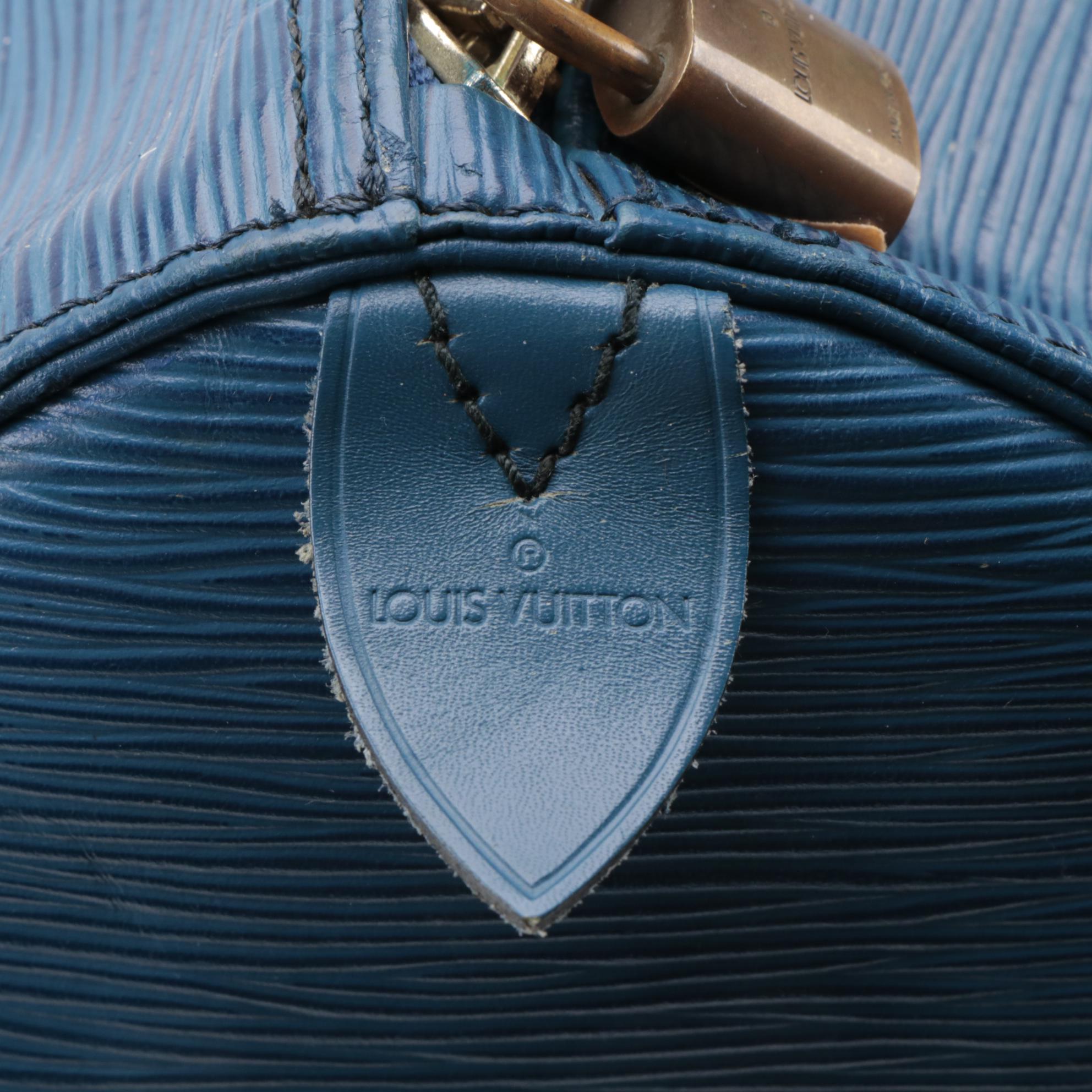 Modified Louis Vuitton Keepall 55 in Toledo Blue Epi Leather and Smooth Leather