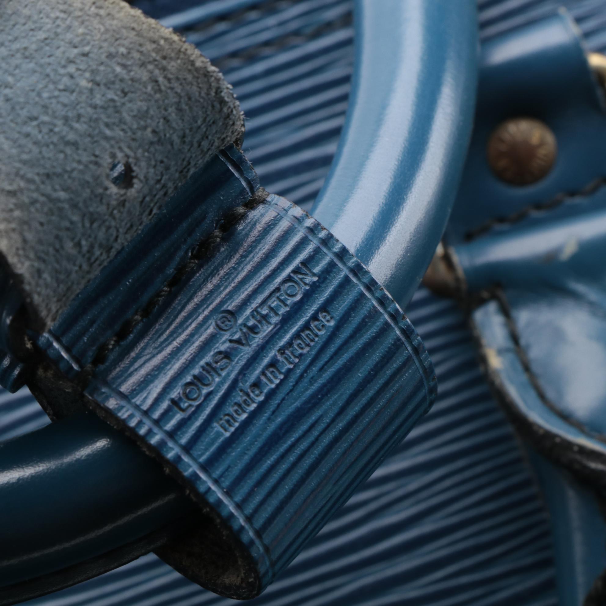 Modified Louis Vuitton Keepall 55 in Toledo Blue Epi Leather and Smooth Leather