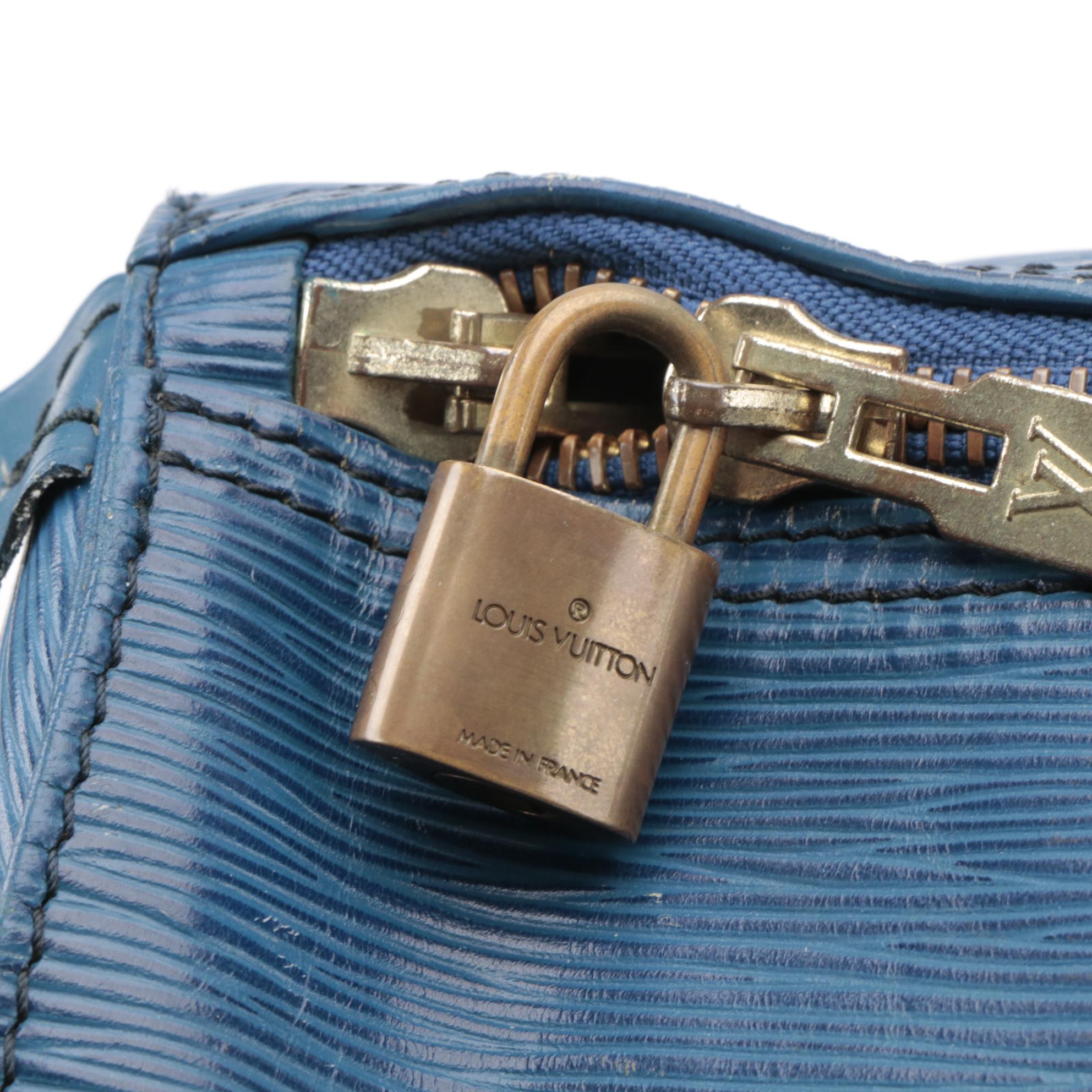 Modified Louis Vuitton Keepall 55 in Toledo Blue Epi Leather and Smooth Leather