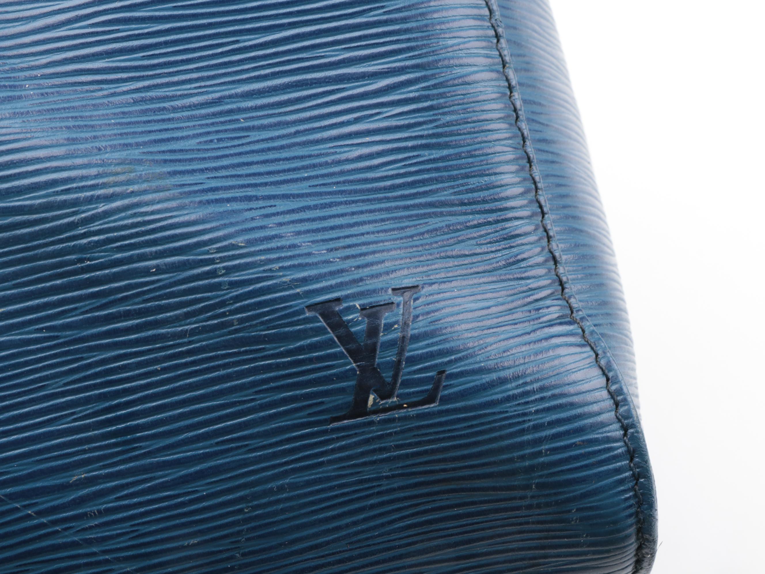 Modified Louis Vuitton Keepall 55 in Toledo Blue Epi Leather and Smooth Leather