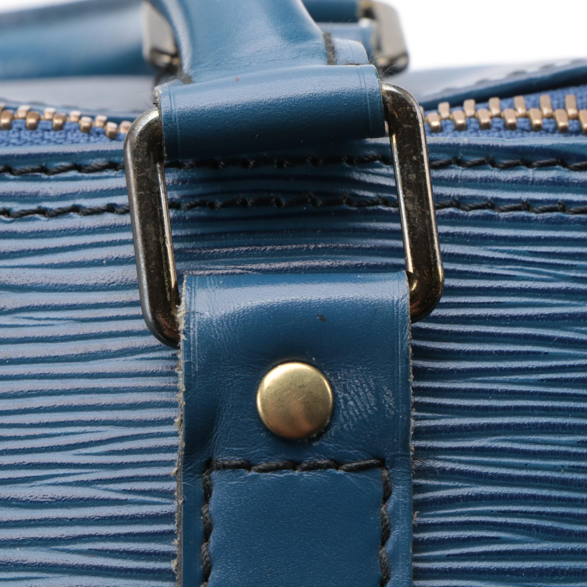 Modified Louis Vuitton Keepall 55 in Toledo Blue Epi Leather and Smooth Leather