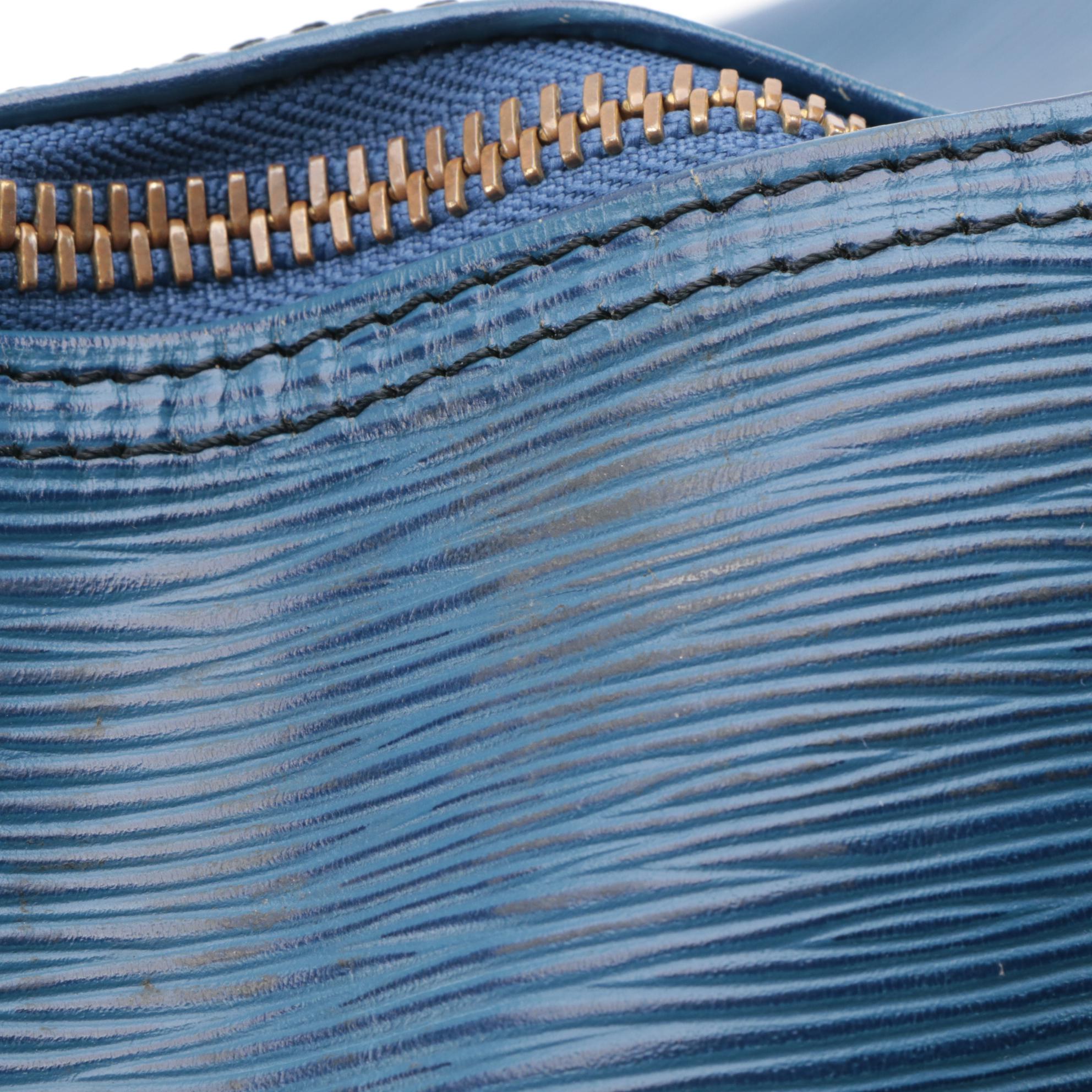 Modified Louis Vuitton Keepall 55 in Toledo Blue Epi Leather and Smooth Leather