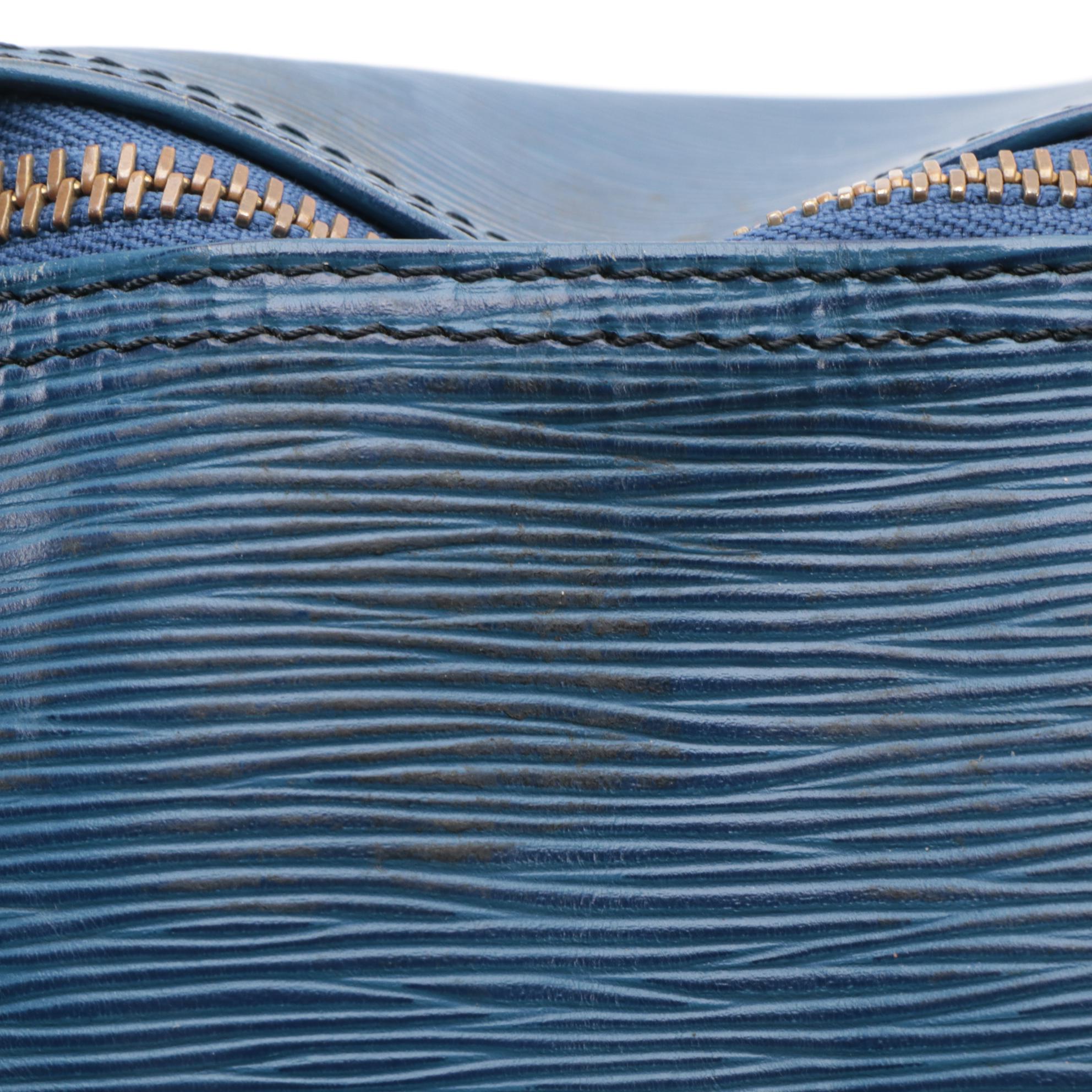 Modified Louis Vuitton Keepall 55 in Toledo Blue Epi Leather and Smooth Leather