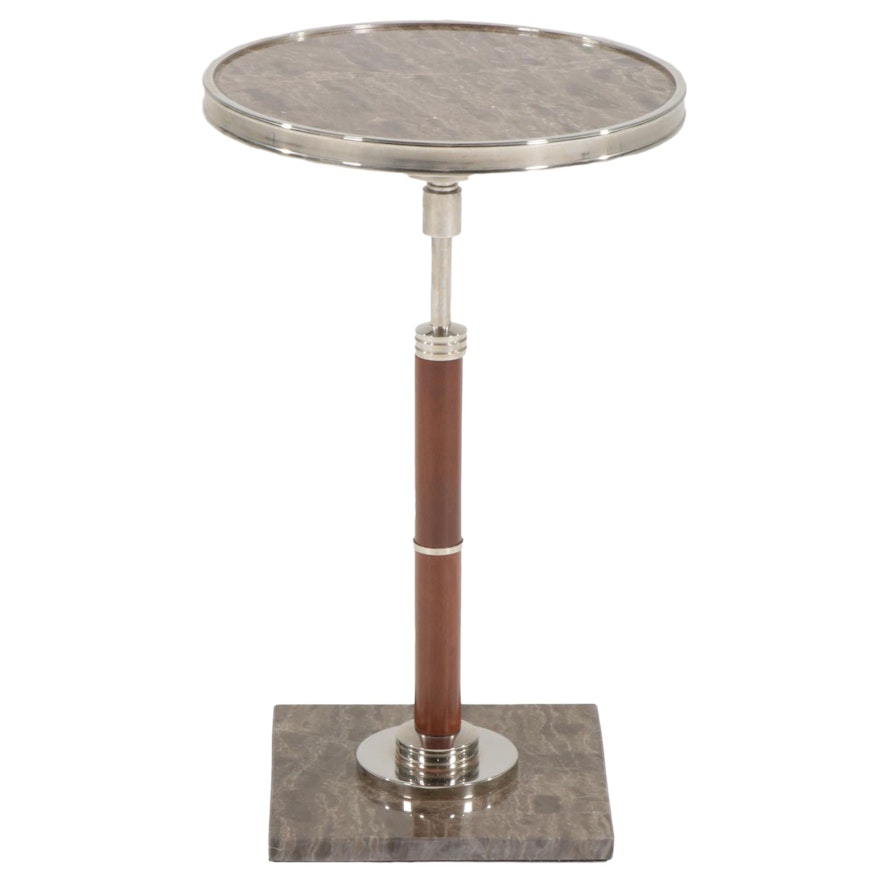 Global Views Art Deco Style Accent Table with Stone Top and Base