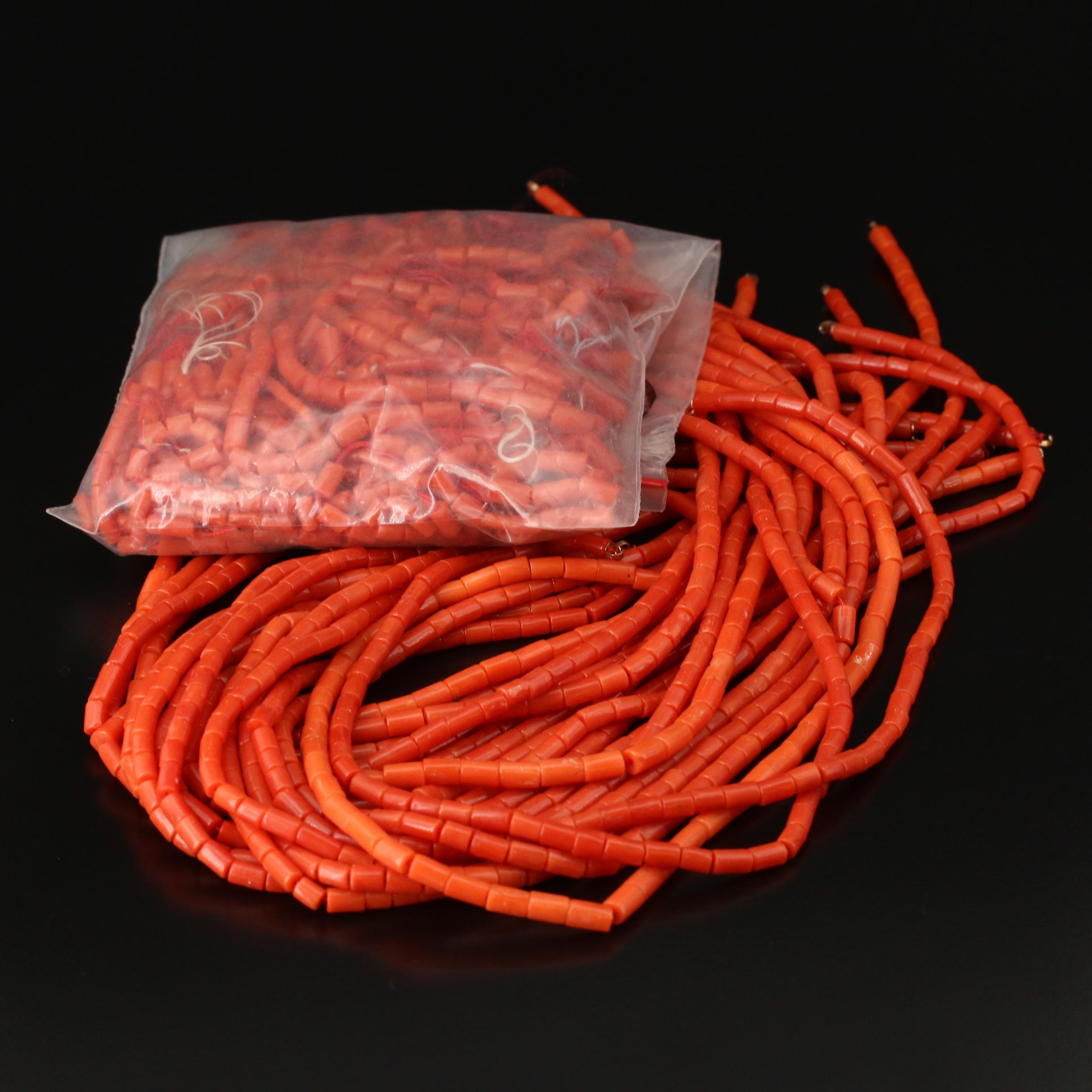 Coral Tube Bead Hanks