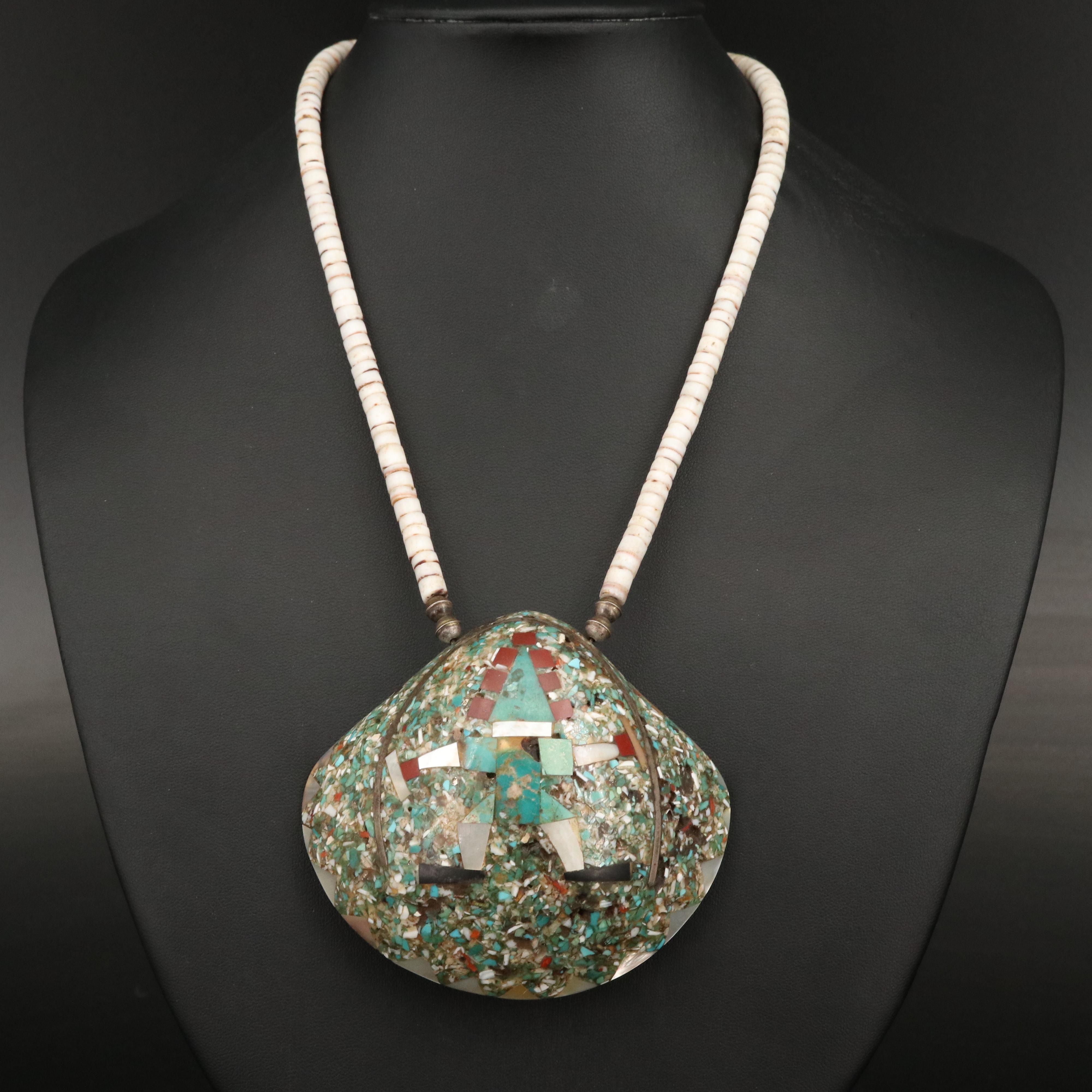 Santo Domingo Pueblo Shell with Mother of Pearl Inlay Heishi Necklace