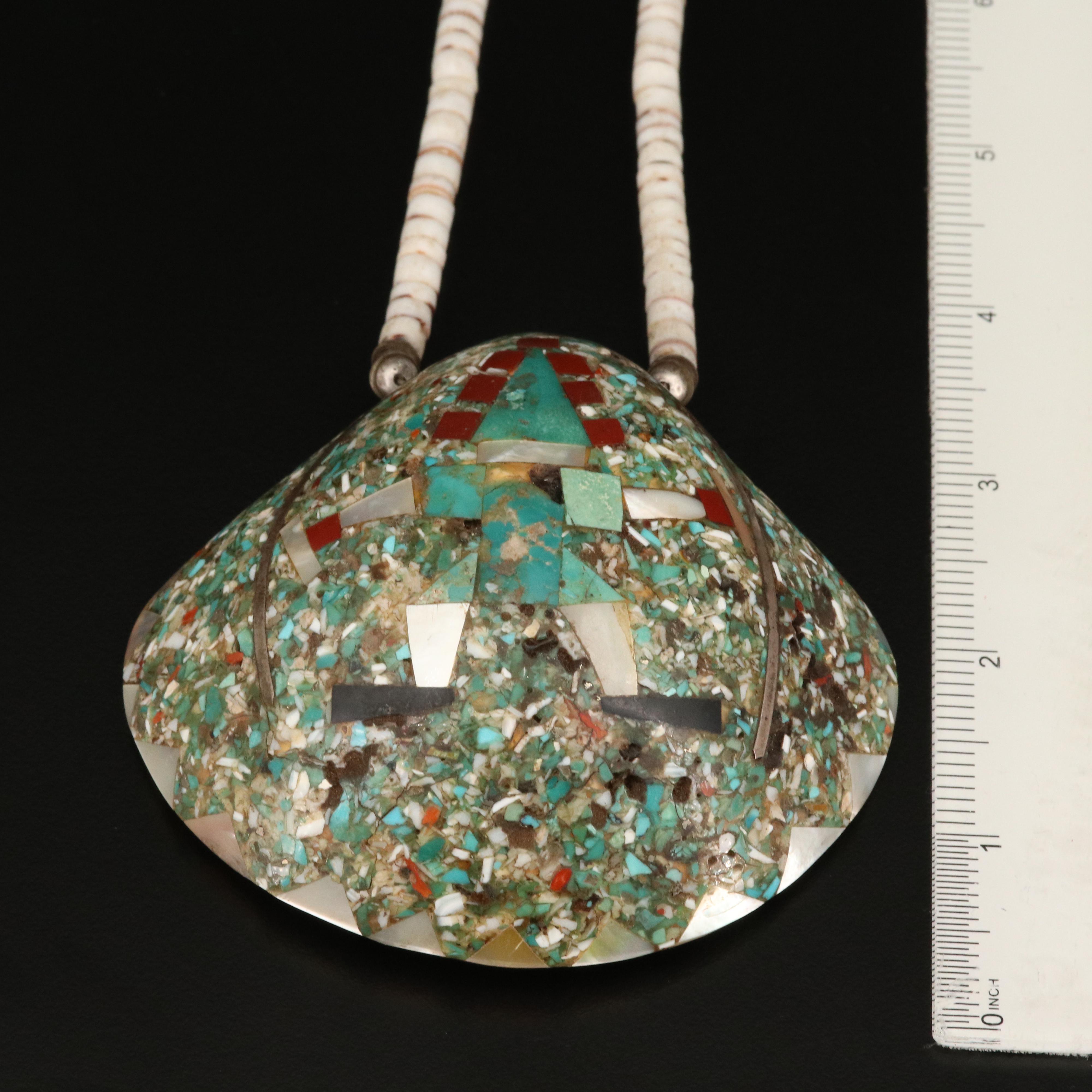 Santo Domingo Pueblo Shell with Mother of Pearl Inlay Heishi Necklace