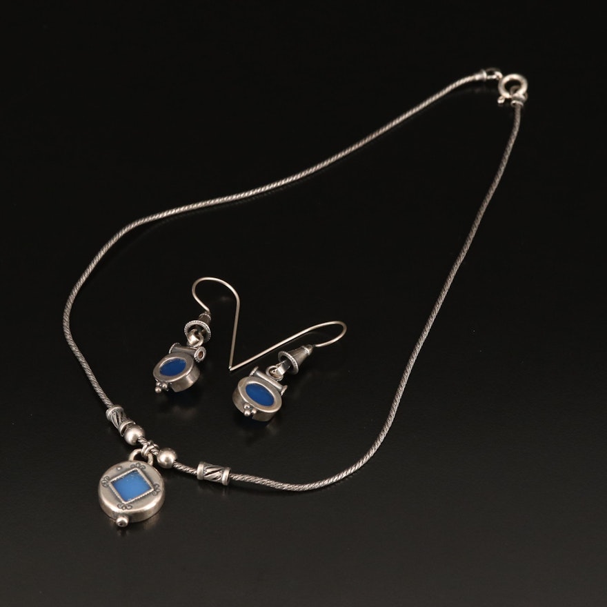 Sterling Chalcedony Necklace and Earrings