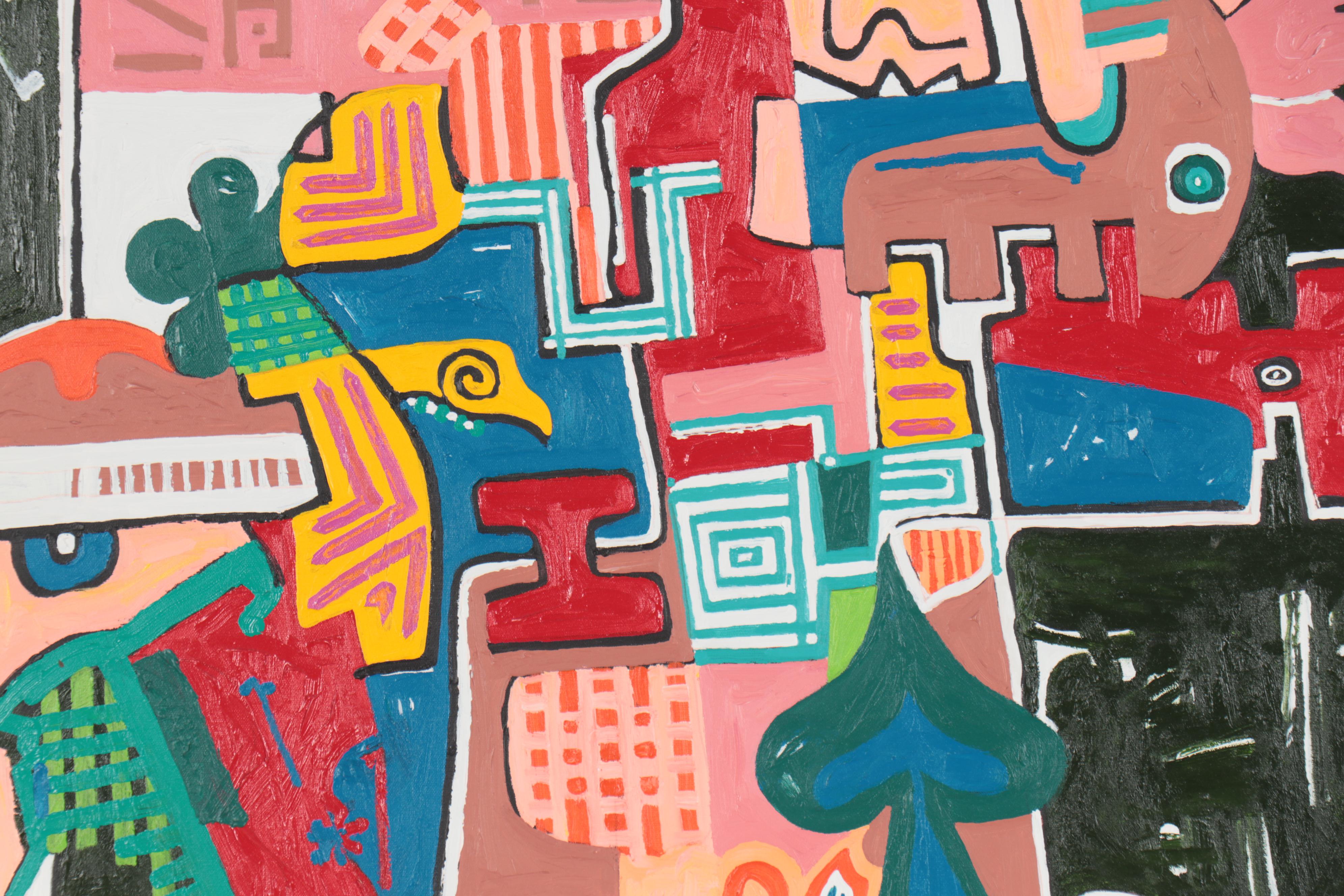 Phyllis Trager Hyman Acrylic Painting "No, It's Not Easy," 2005