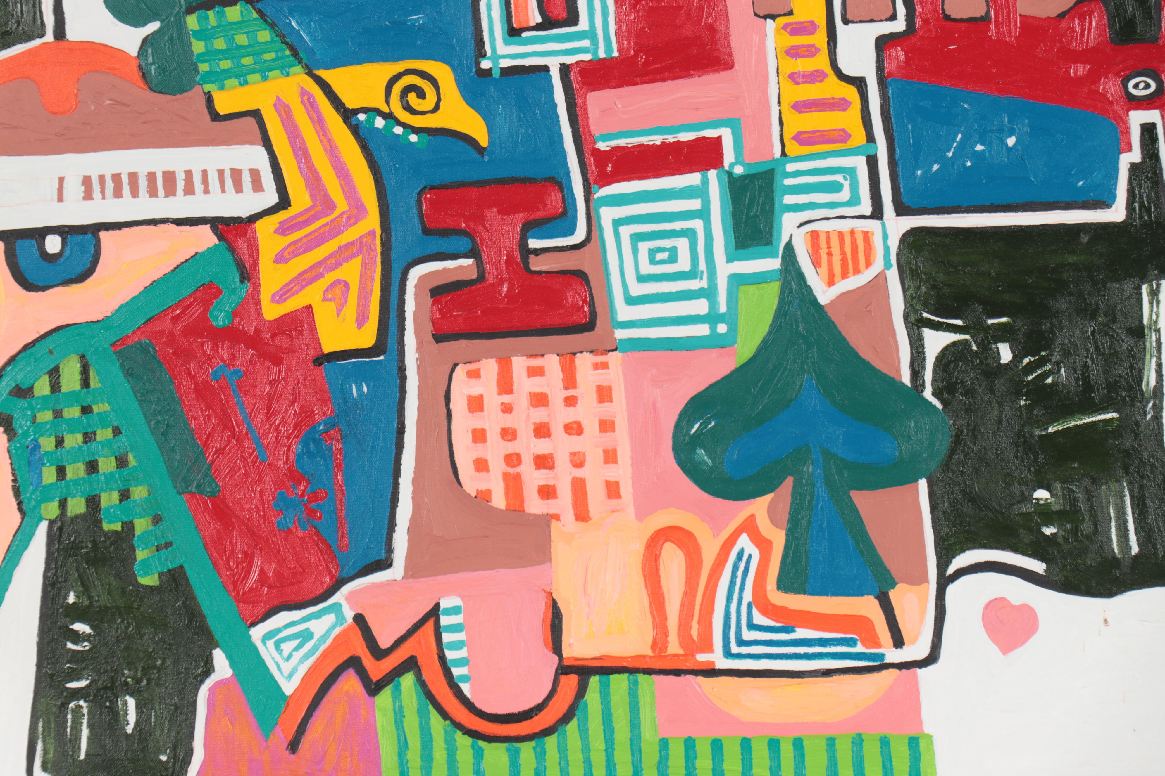 Phyllis Trager Hyman Acrylic Painting "No, It's Not Easy," 2005