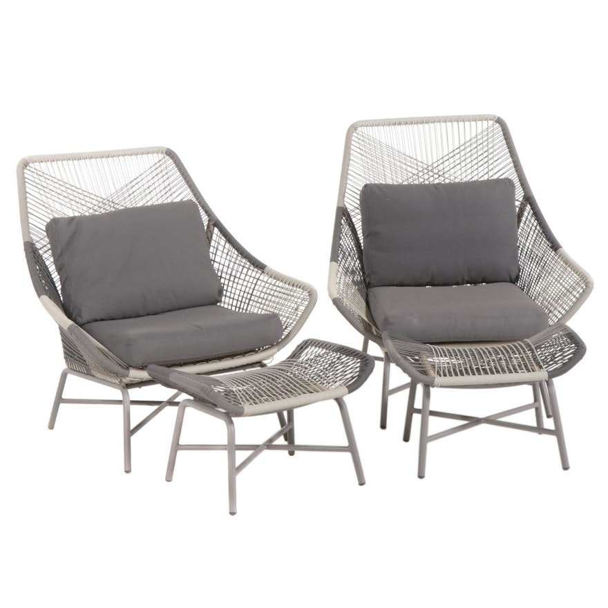 Pair of Metal Frame Patio Lounge Chairs, 21st Century