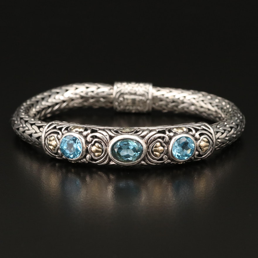 Samuel Benham Sterling Topaz Bracelet with 14K Accents