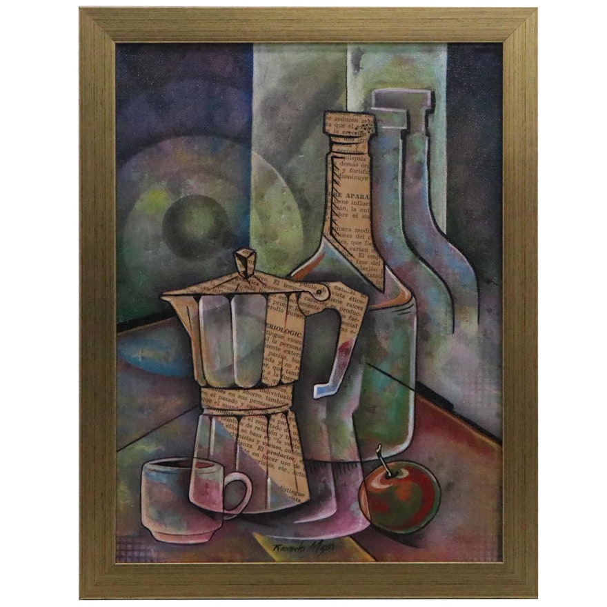 Ricardo Maya Abstract Still Life Mixed Media Painting