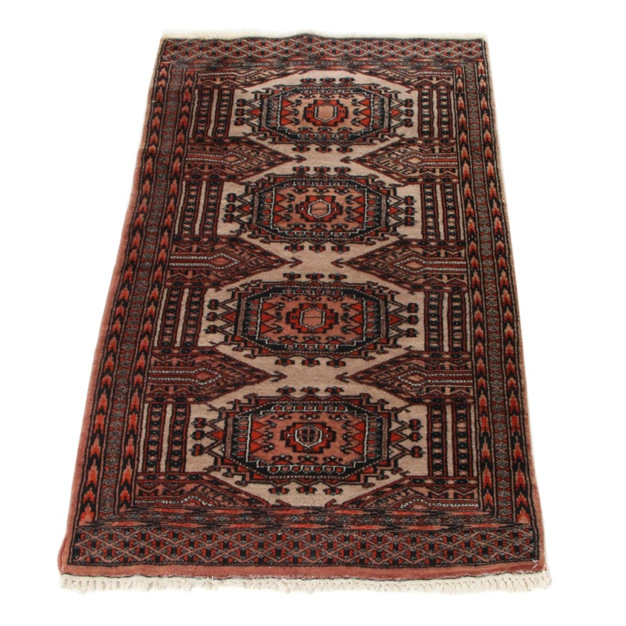 2'7 x 4'4 Hand-Knotted Pakistani Turkmen Bokhara Accent Rug, 1990s