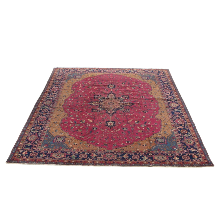 11'10 x 15' Hand-Knotted Turkish Village Room Sized Rug, 1920s