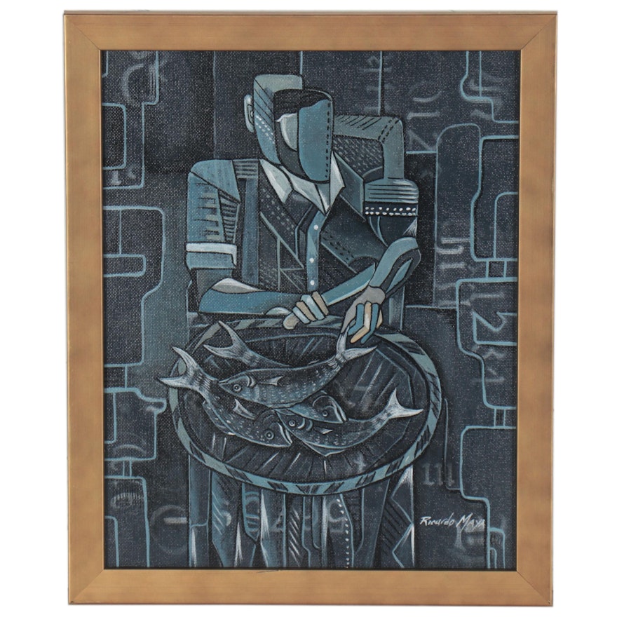Ricardo Maya Abstract Figural Acrylic Painting