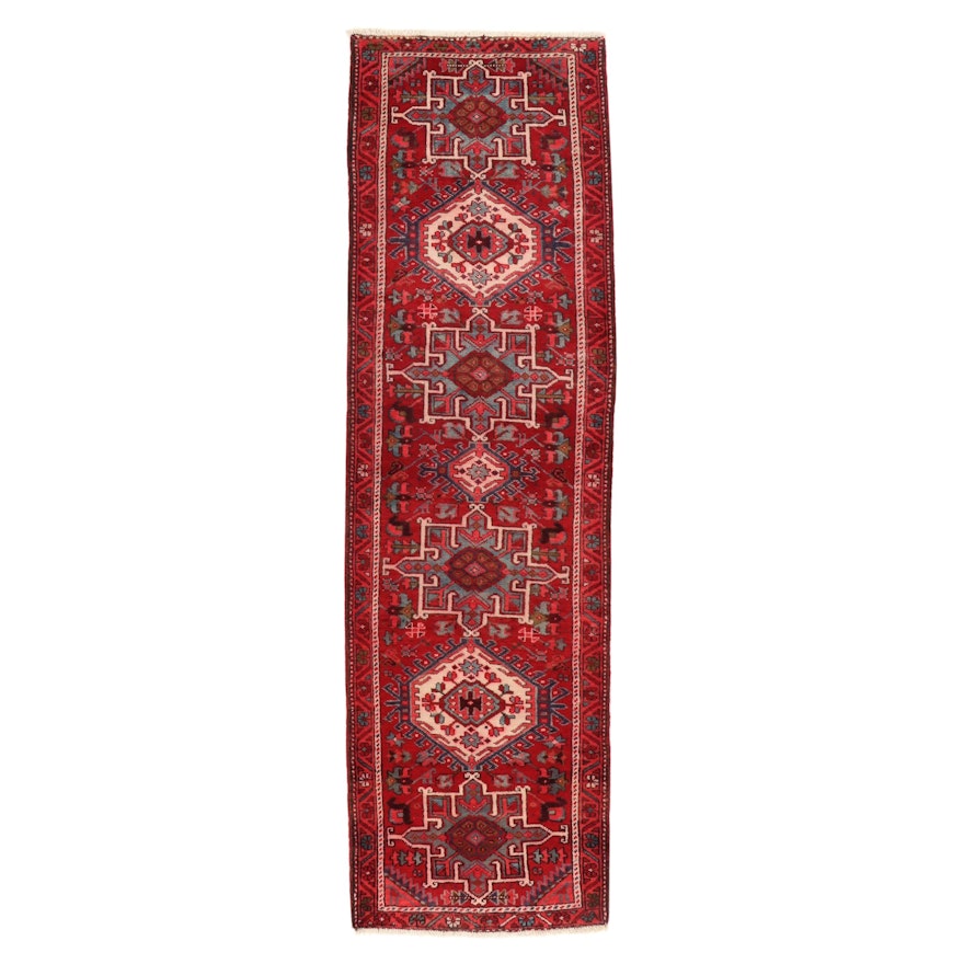 3'1 x 10'8 Hand-Knotted Persian Karaja Carpet Runner, 1940s