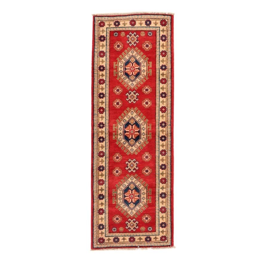 2'2 x 6'1 Hand-Knotted Afghan Caucasian Kazak Carpet Runner, 2010s