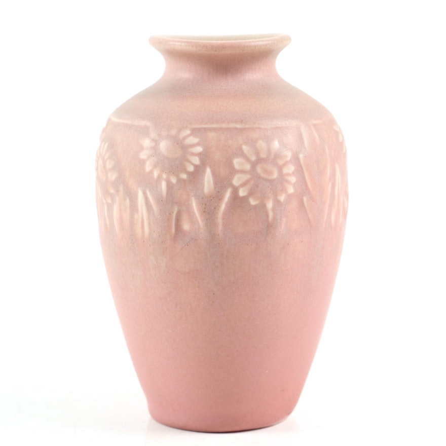 Rookwood Pottery Green to Pink Matte Glaze Sunflower Vase, 1924