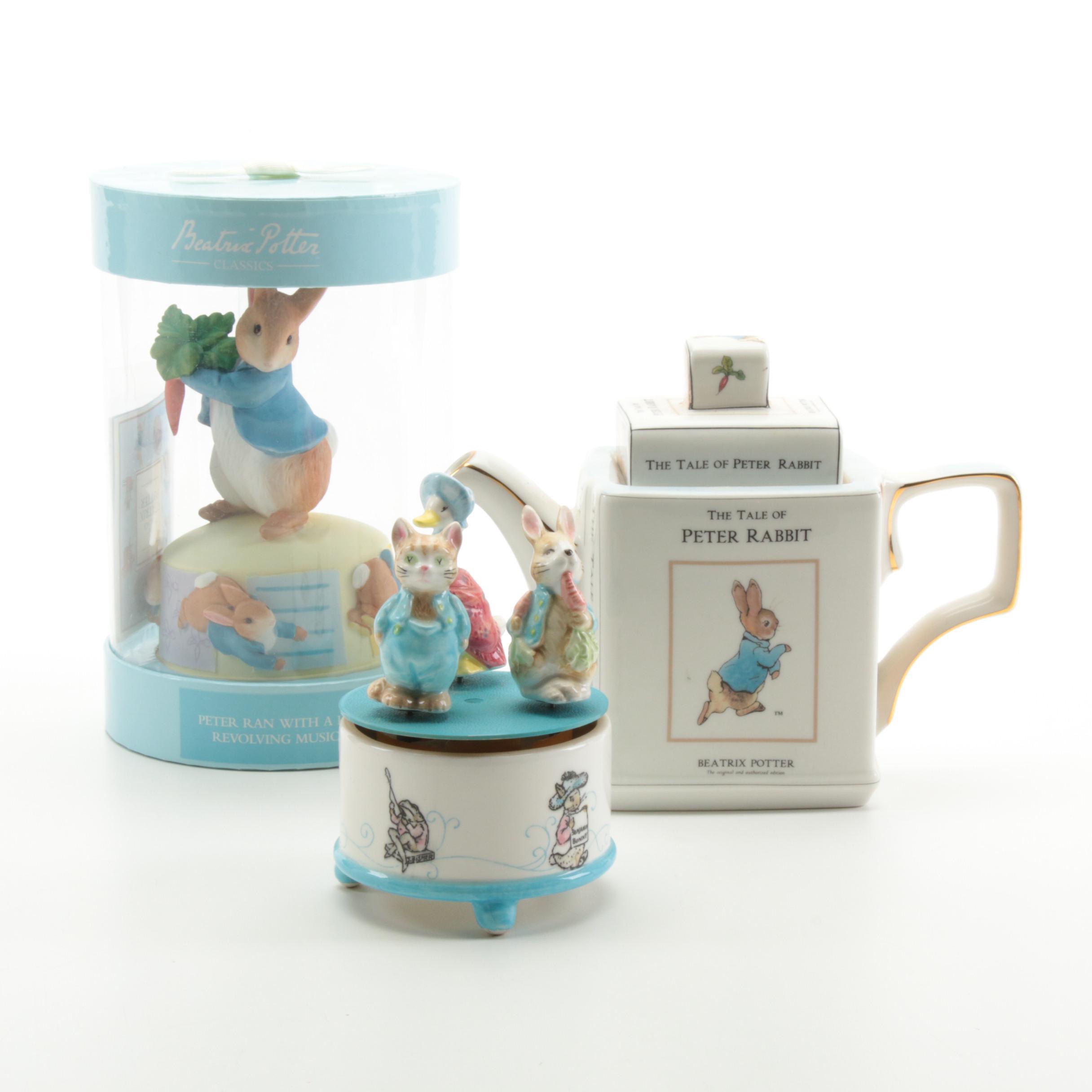 Schmid "The Tale of Peter Rabbit" and Other Music Boxes and Teapot