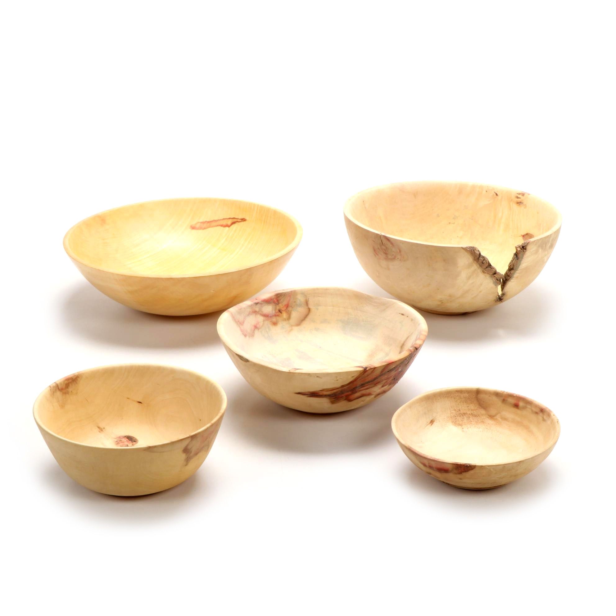 Jim Eliopulos Turned Live Edge Box Elder Wood Freeform Bowls