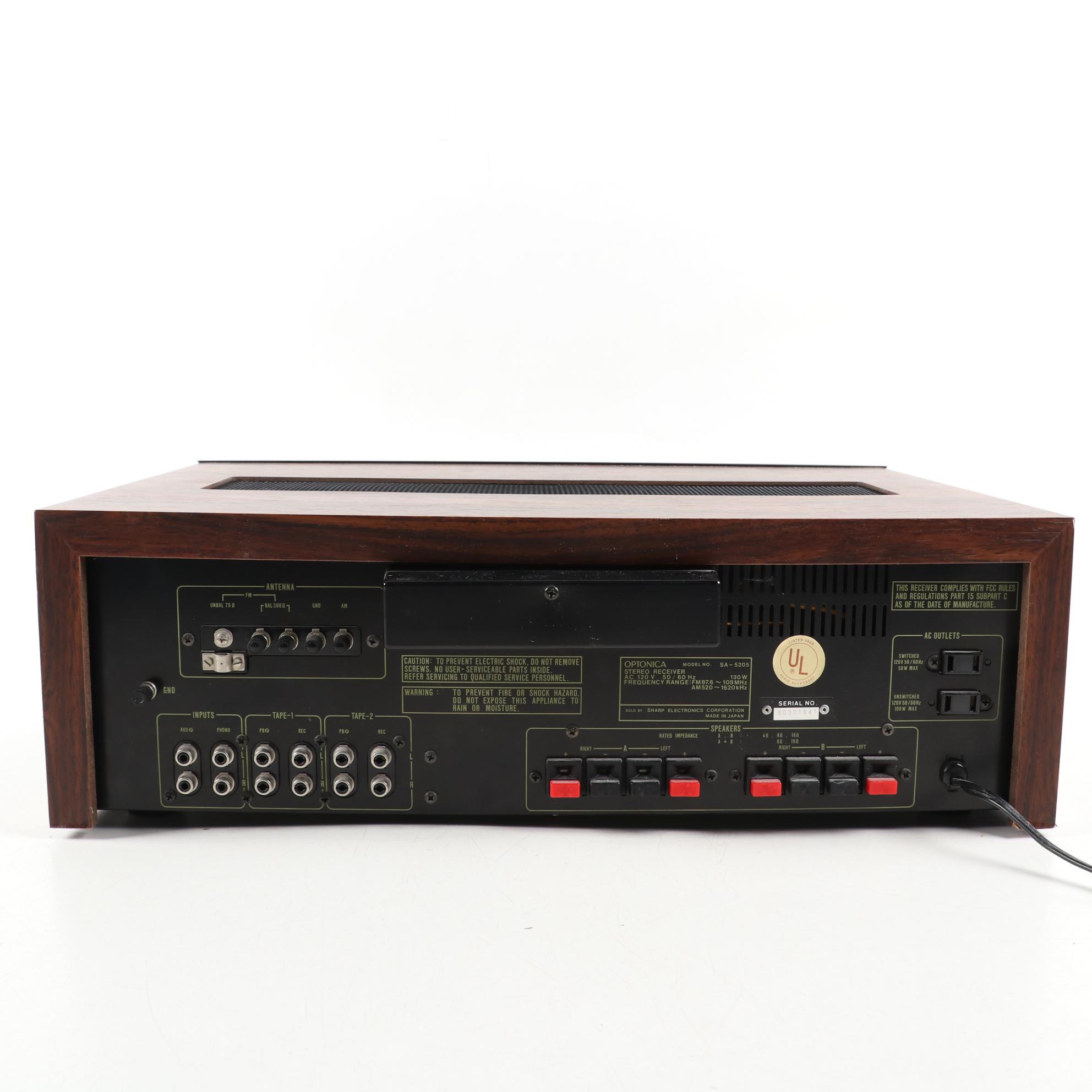 Optonica SA-5205 Stereo Receiver and RT-1515B Cassette Deck
