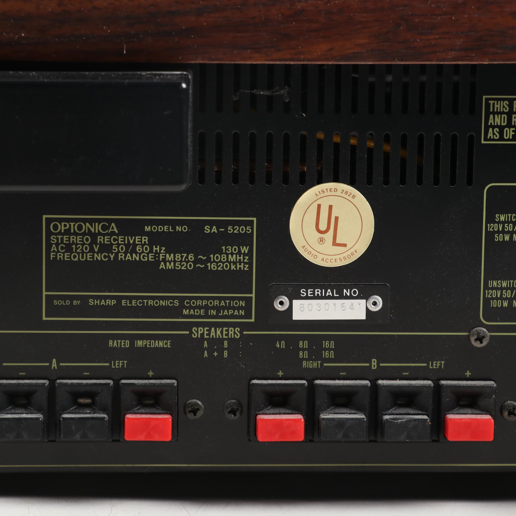 Optonica SA-5205 Stereo Receiver and RT-1515B Cassette Deck