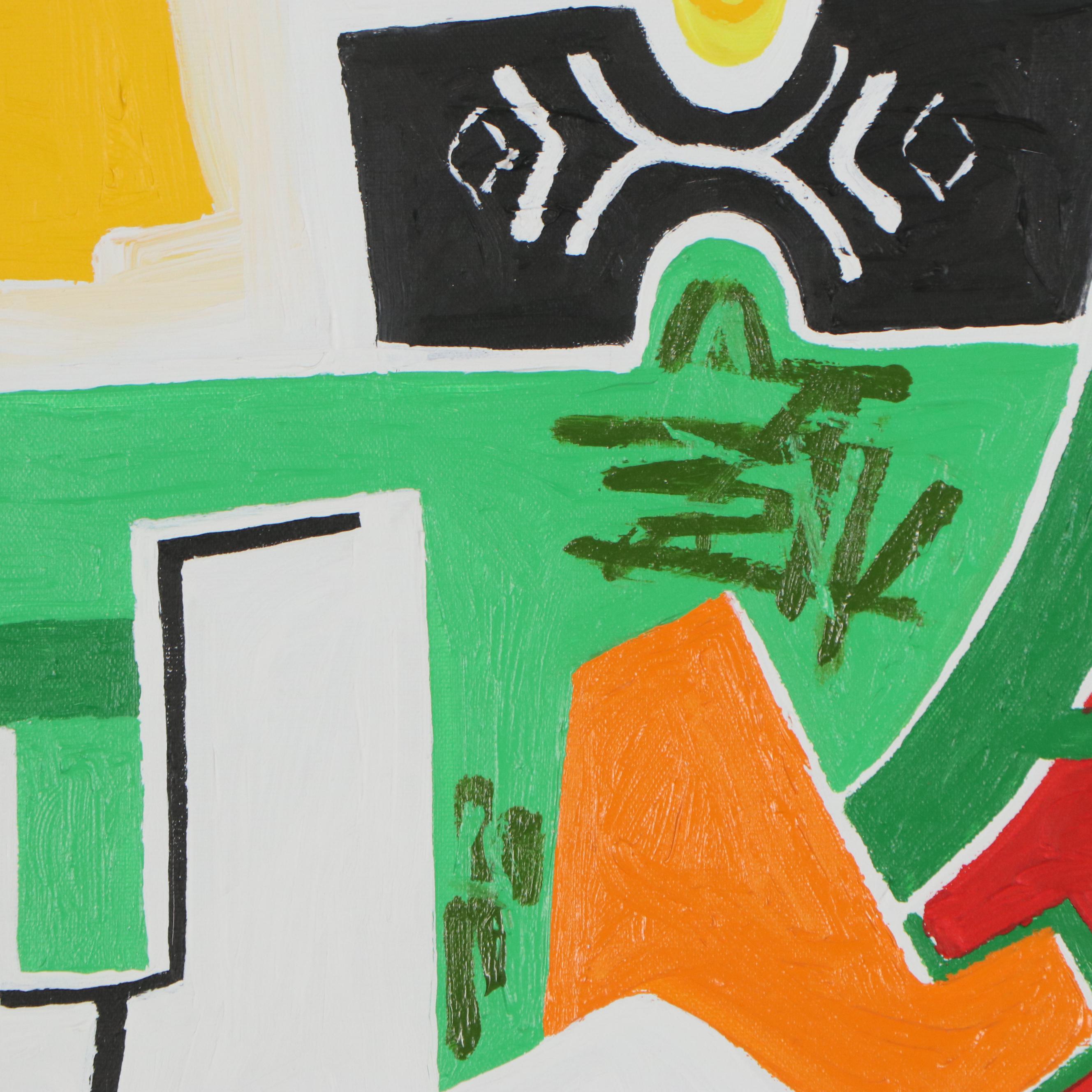 Phyllis Trager Hyman Acrylic Painting "Figures Outdoors"