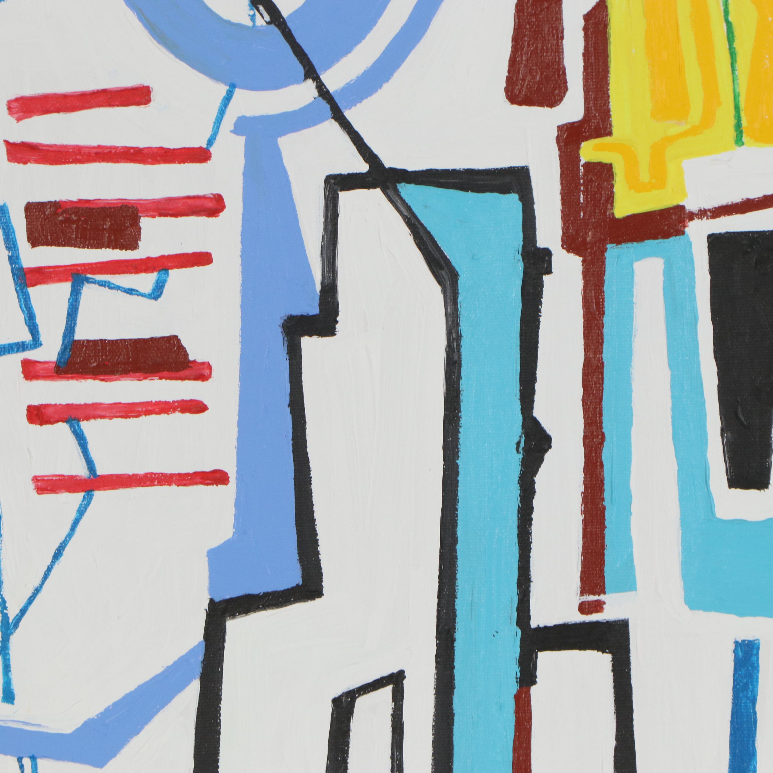 Phyllis Trager Hyman Acrylic Painting "Figures Outdoors"