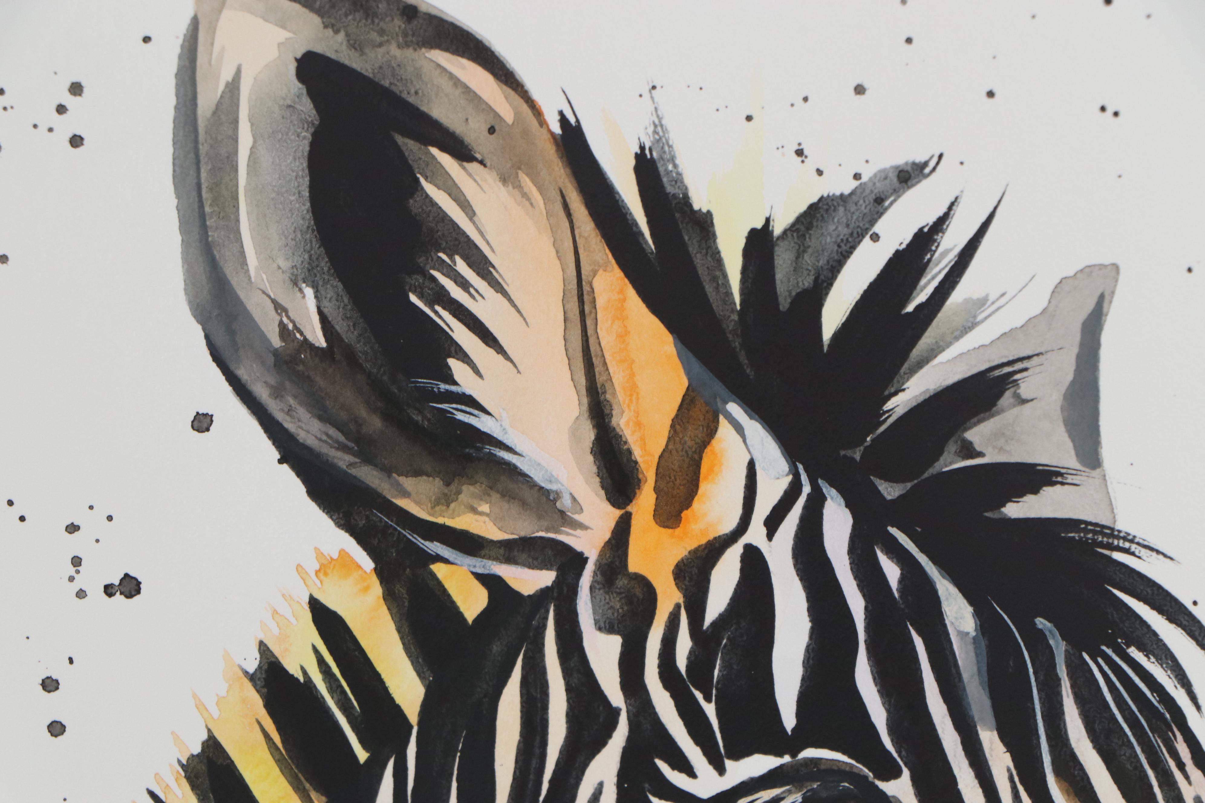 Anne "Angor" Gorywine Watercolor Painting of Zebra