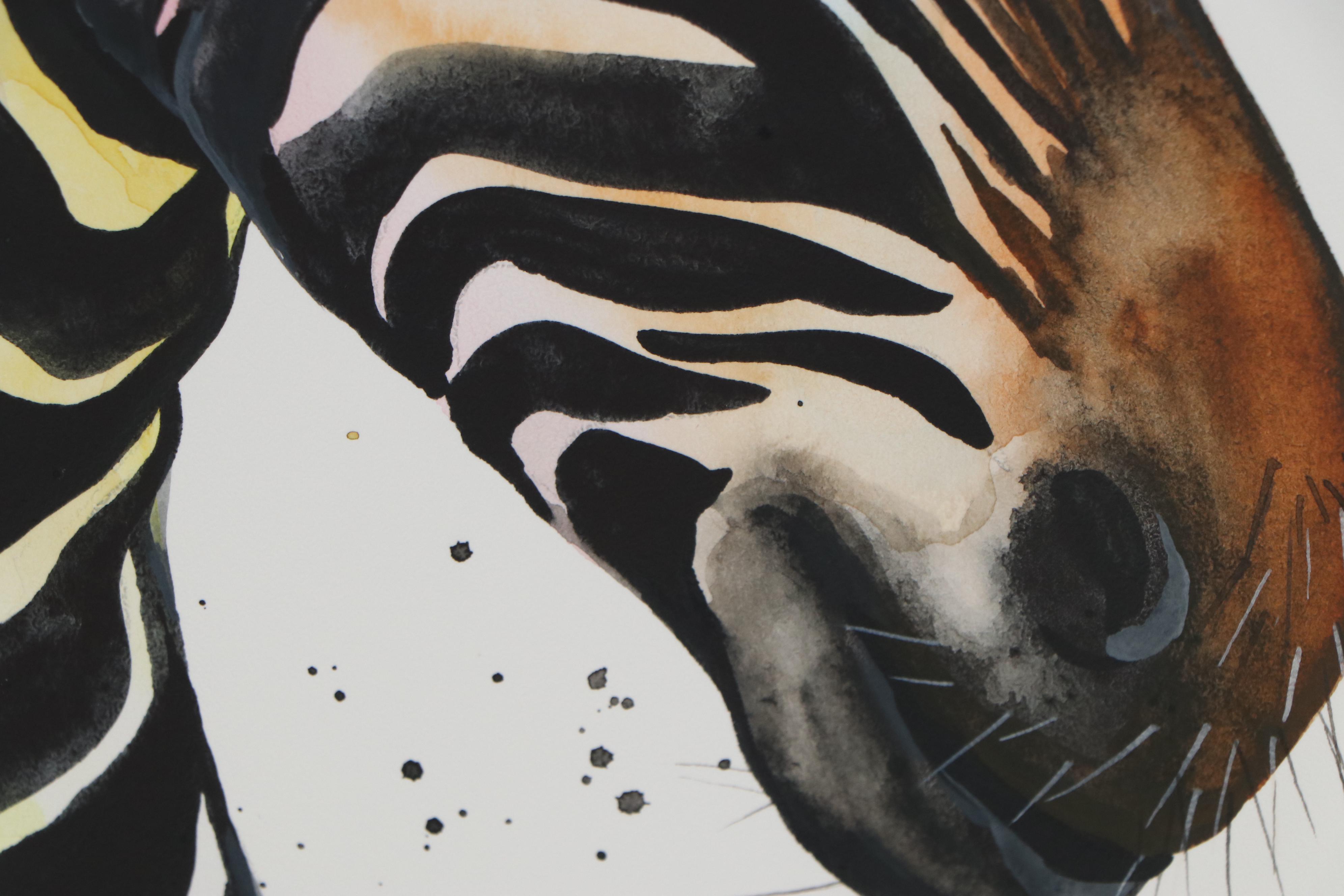 Anne "Angor" Gorywine Watercolor Painting of Zebra