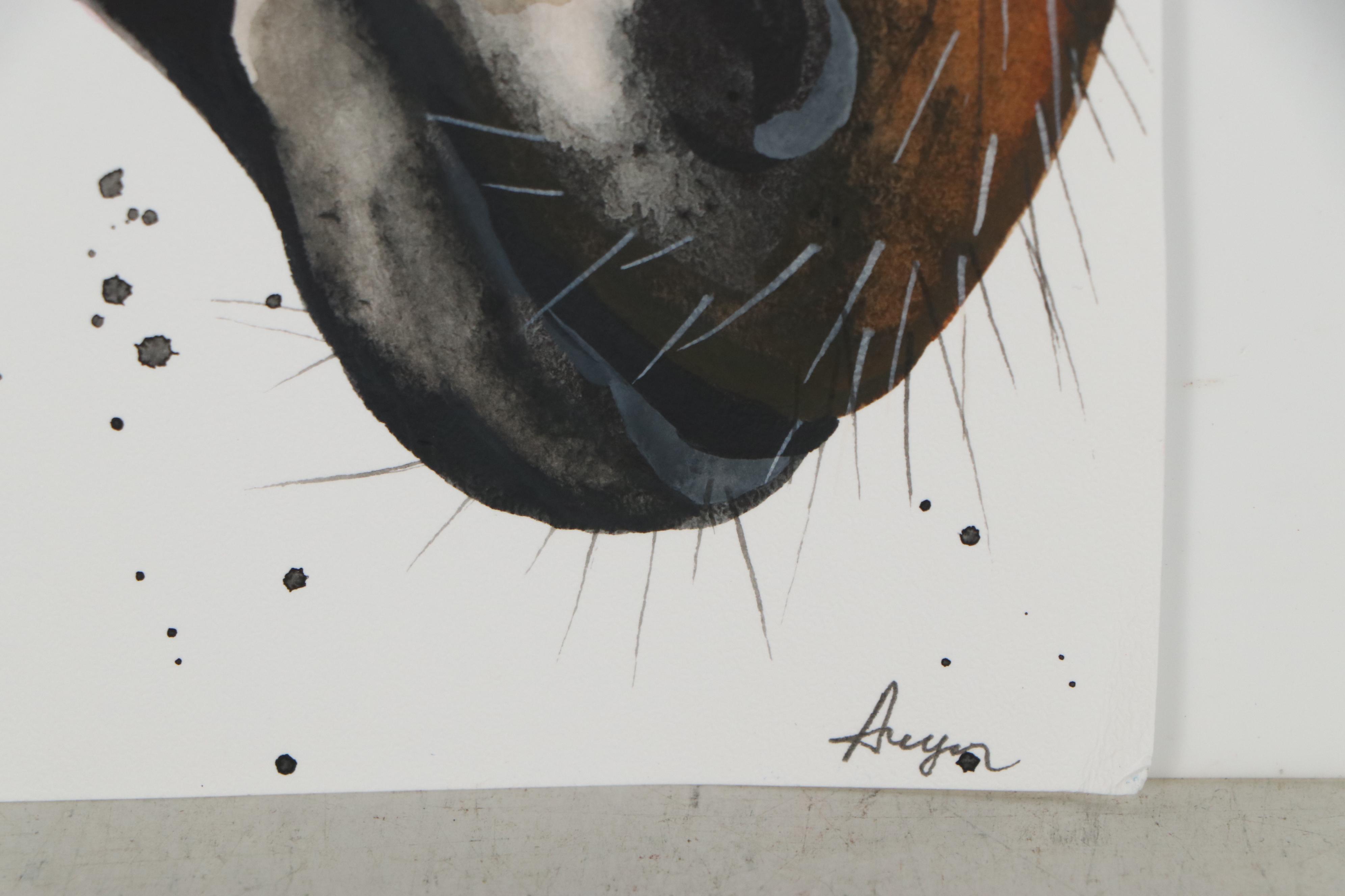 Anne "Angor" Gorywine Watercolor Painting of Zebra