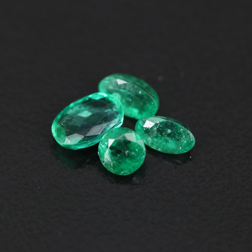 Loose 1.26 CTW Round and Oval Faceted Emeralds