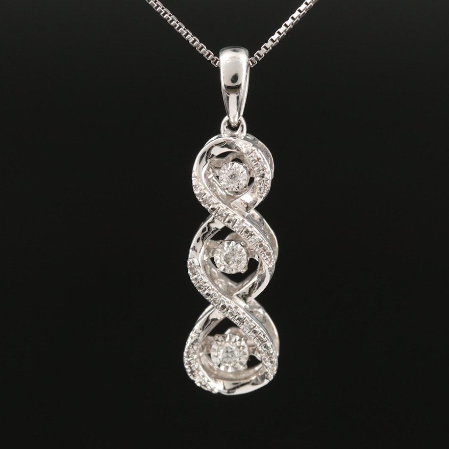 Sterling Diamond Intertwined Flutter Necklace