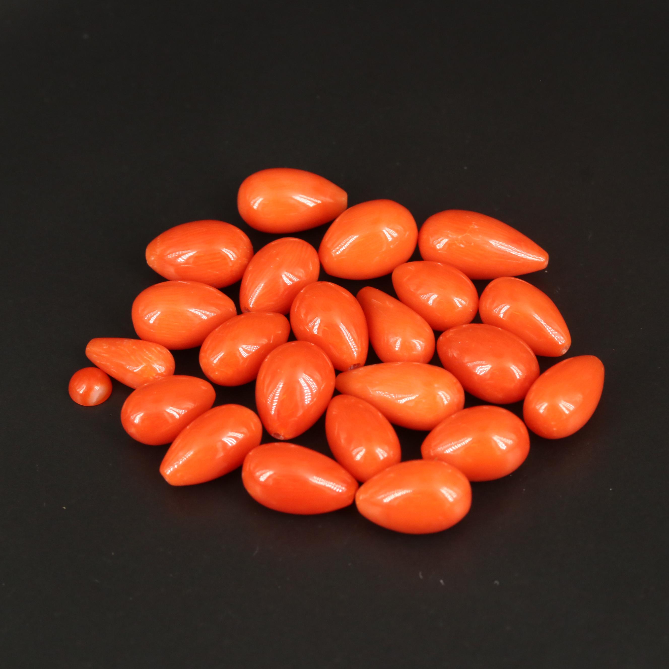 Loose Coral Cabochons and Beads